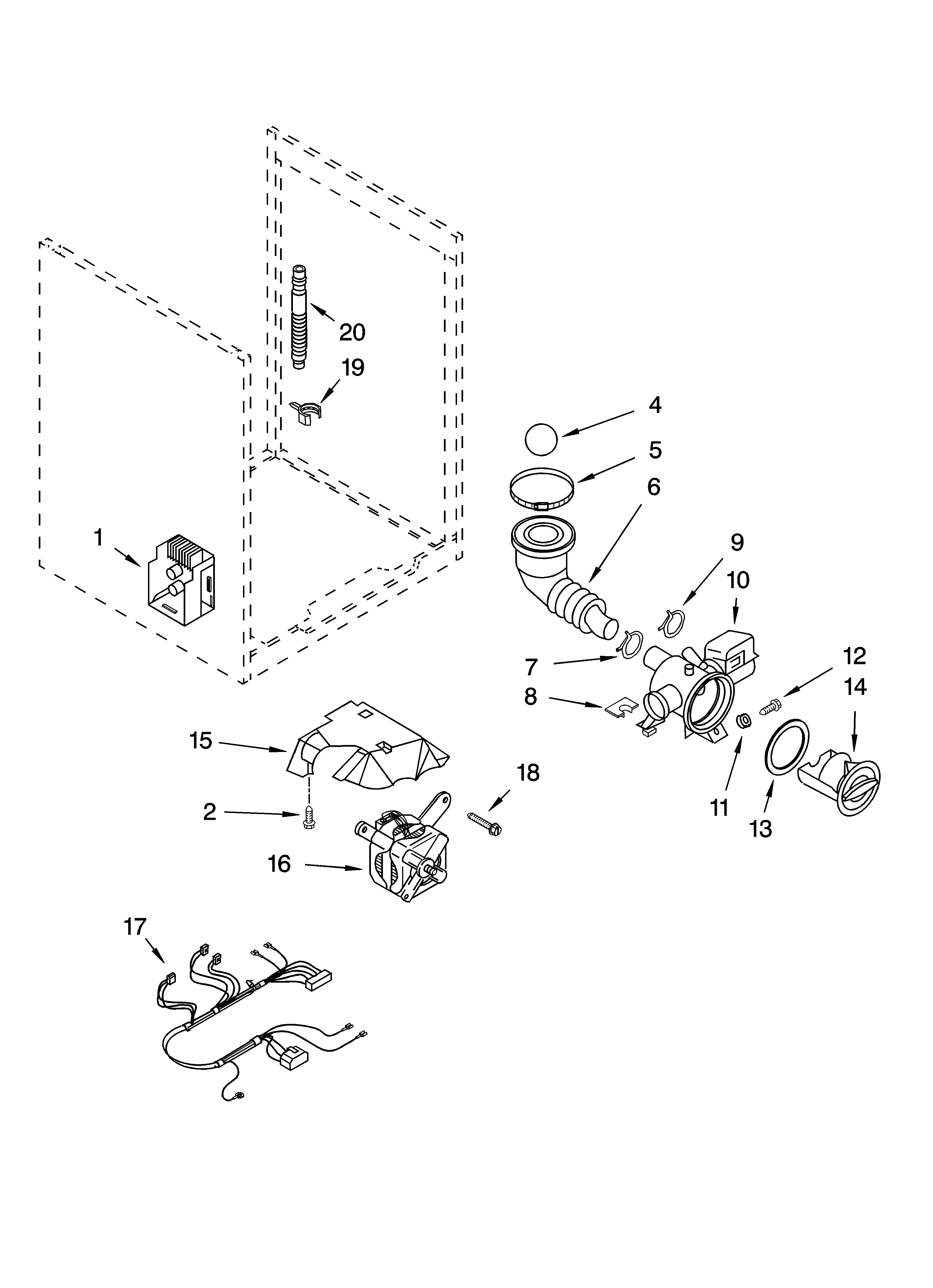 Kenmore Elite 11045862401 pump and motor parts, optional parts (not included) diagram