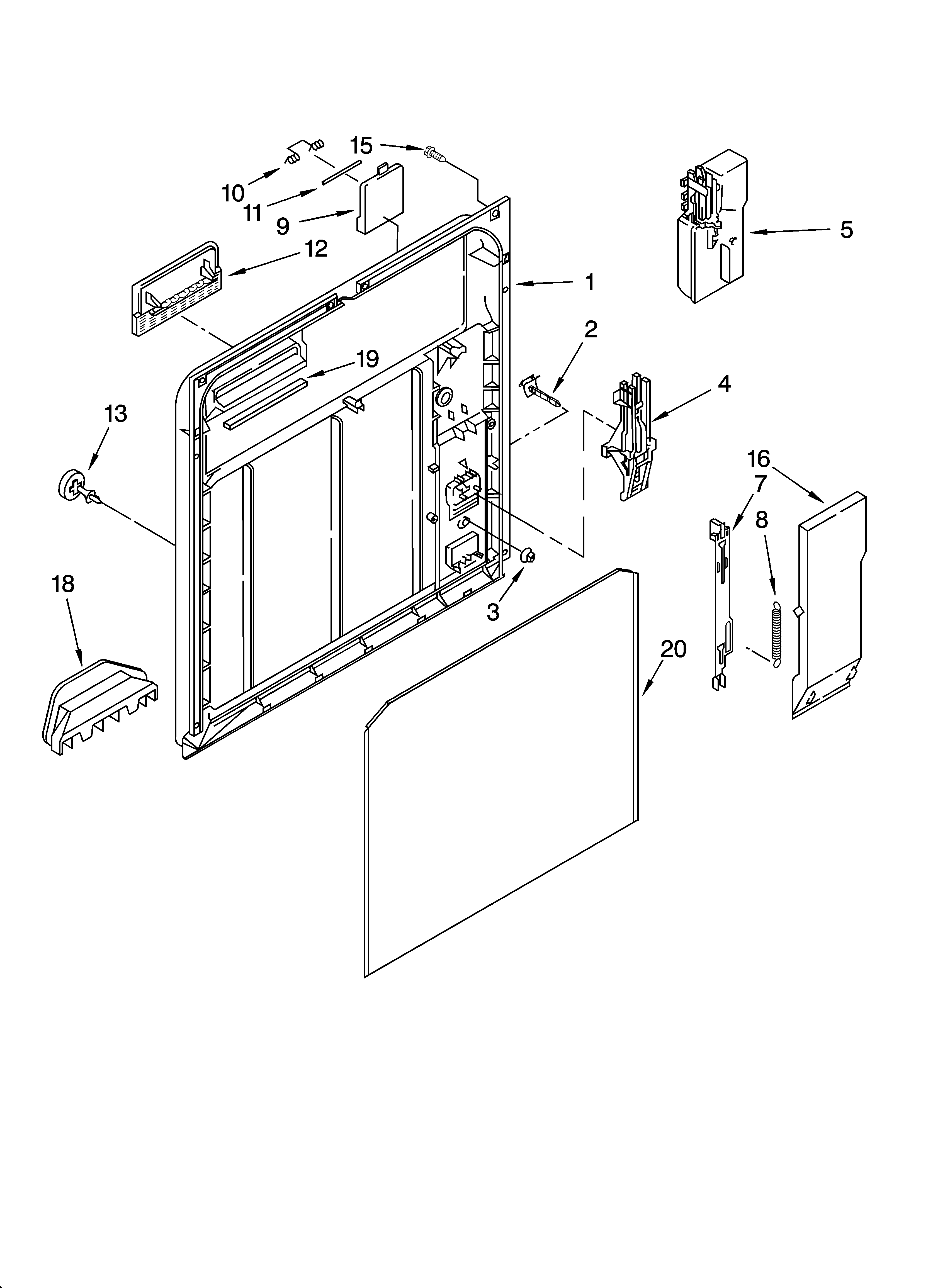Kenmore 66517002401 inner door parts diagram