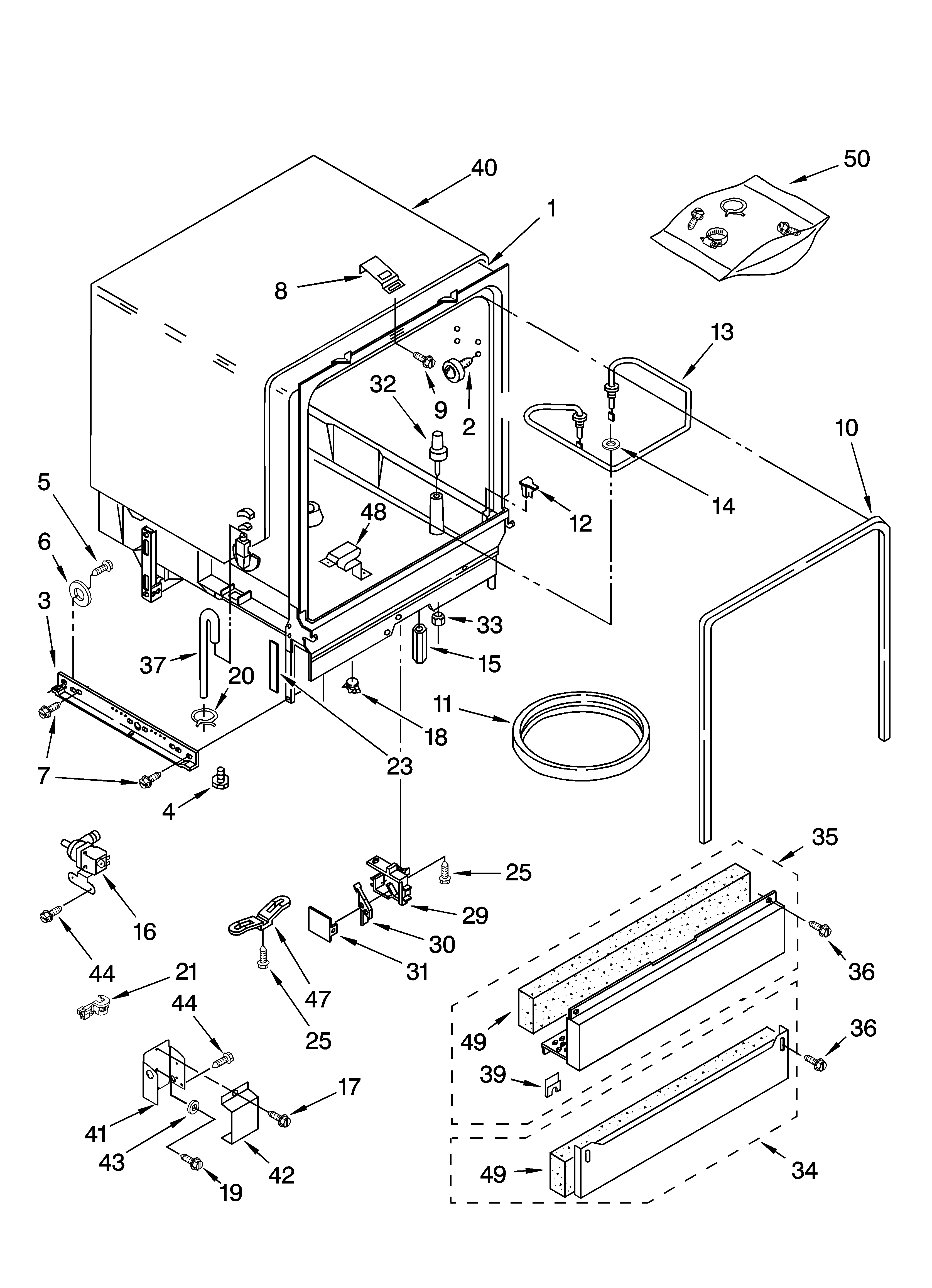 Kenmore 66517002401 tub assembly parts diagram