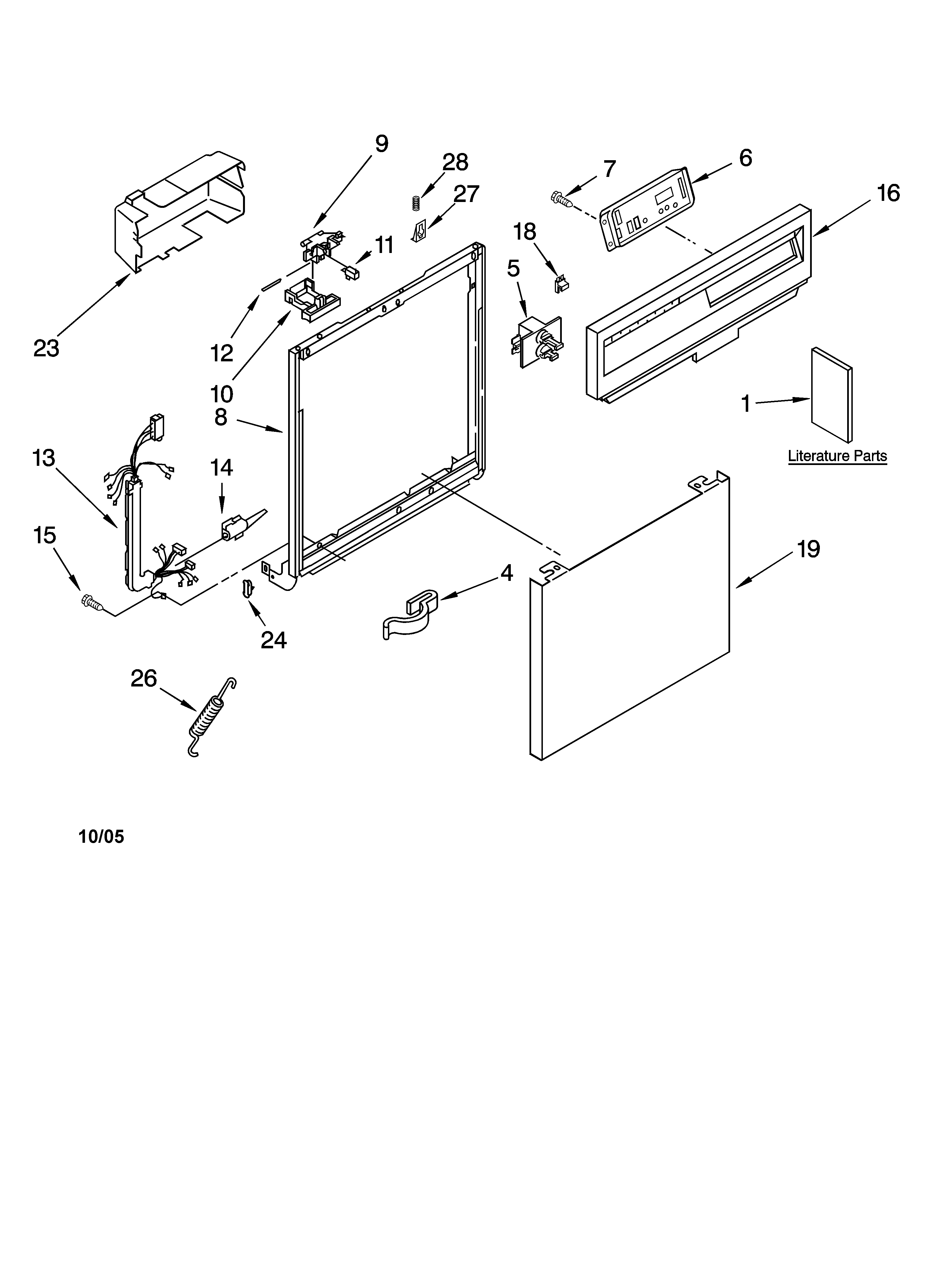 Kenmore 66574363K2 frame and console parts diagram