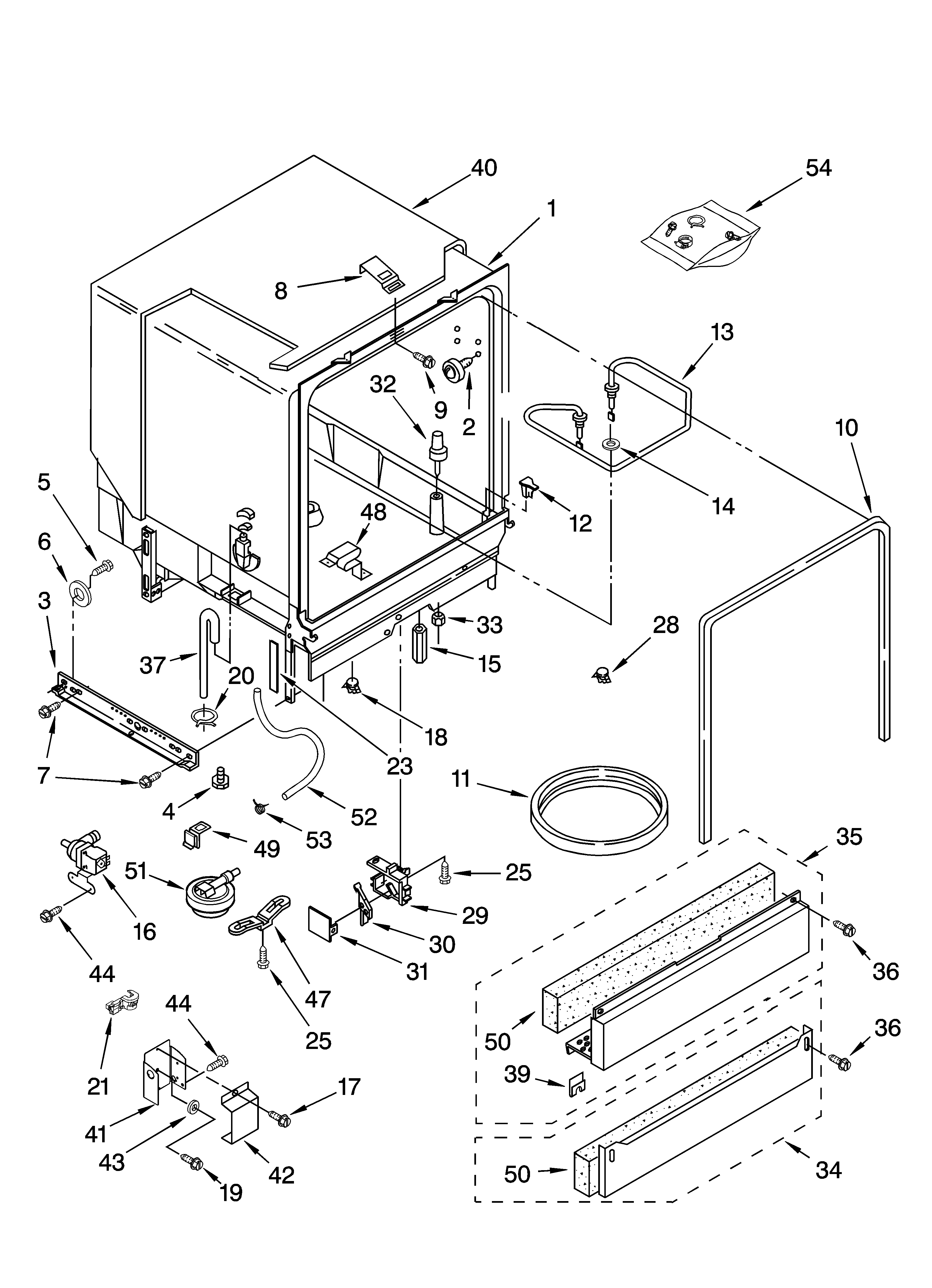 Kenmore 66574363K2 tub assembly parts diagram
