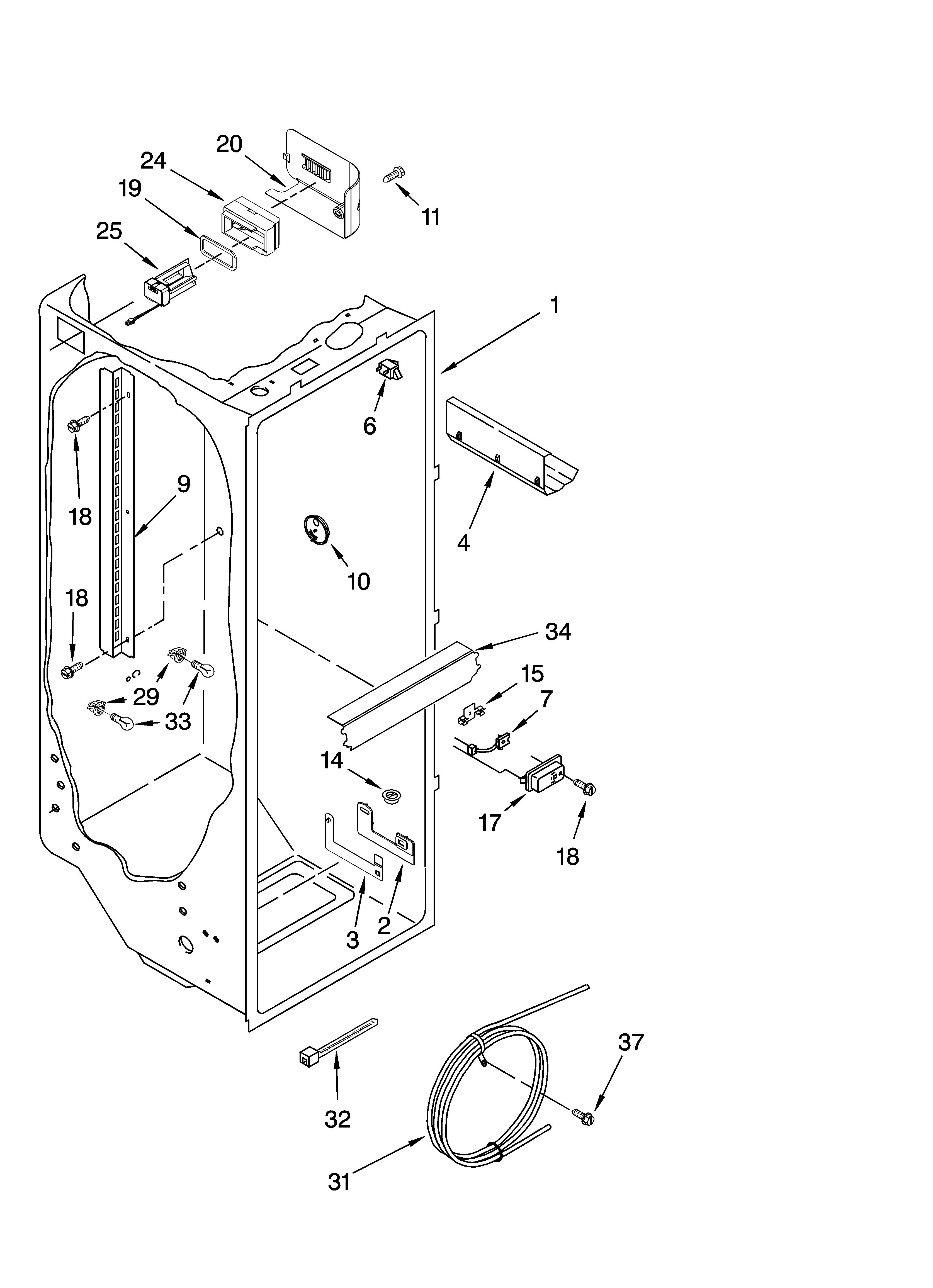 Kenmore 10644324400 refrigerator liner parts diagram