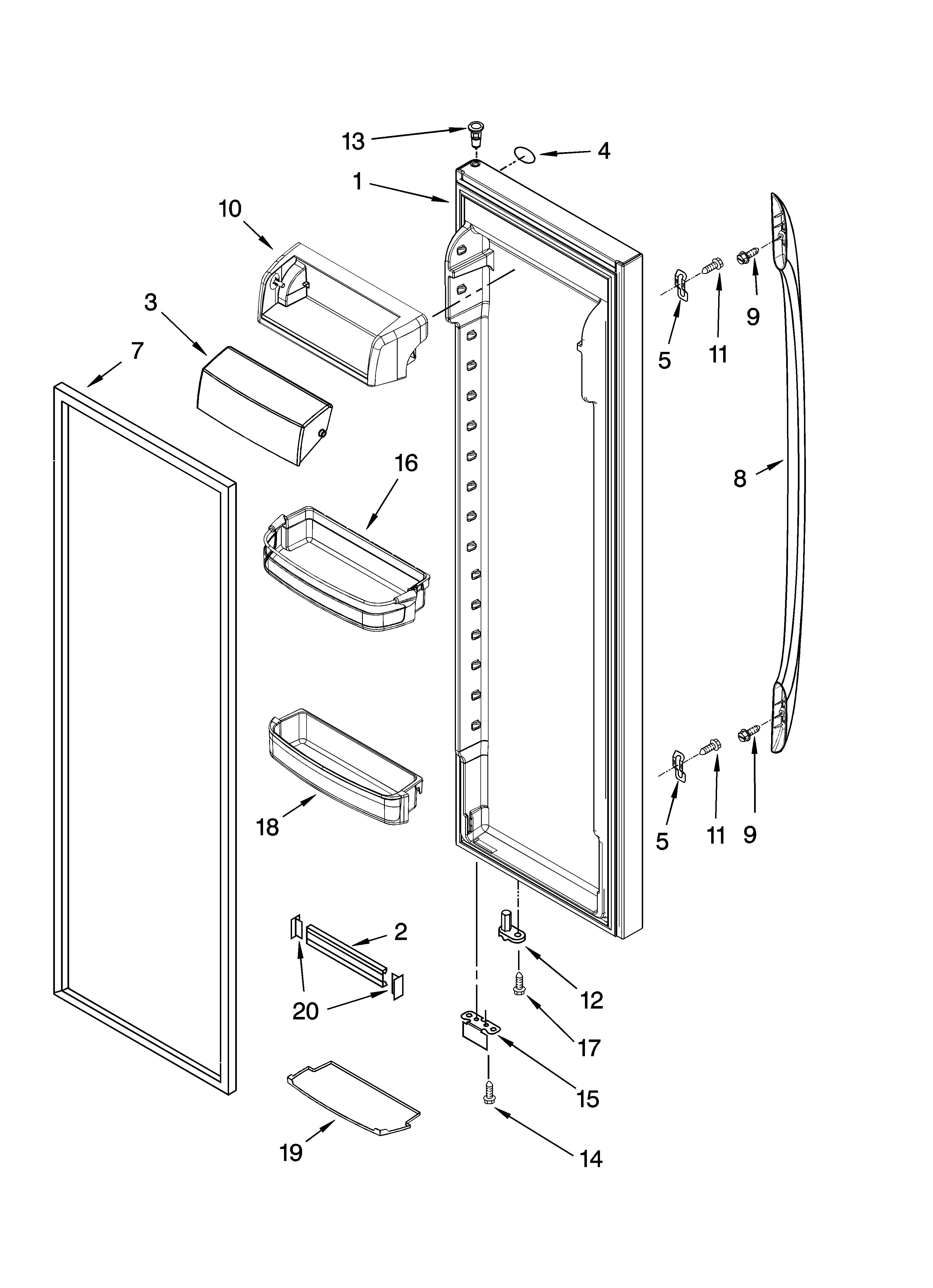 Kenmore 10644324400 refrigerator door parts diagram