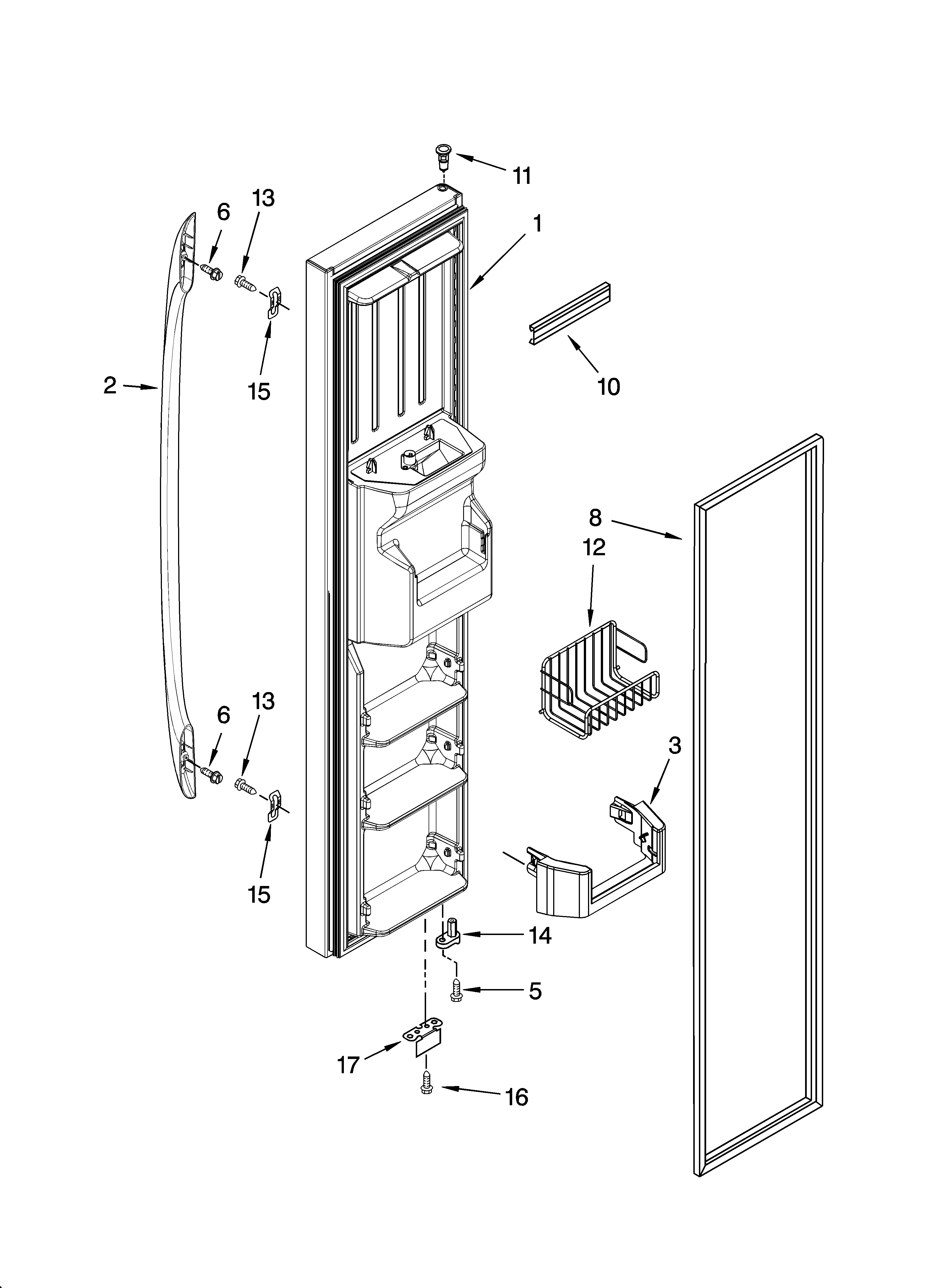 Kenmore 10644324400 freezer door parts diagram