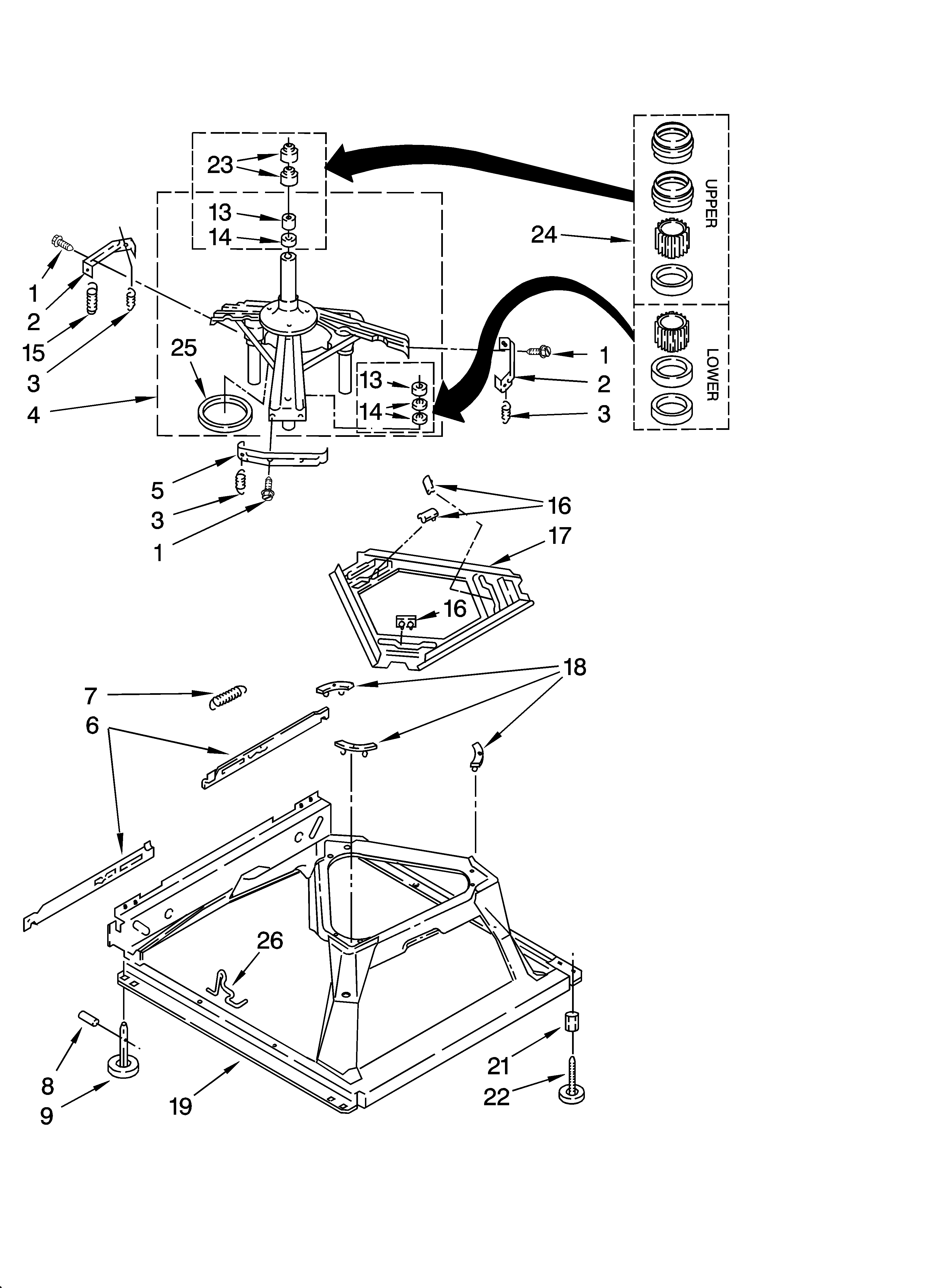 Kenmore 11026732502 machine base parts diagram
