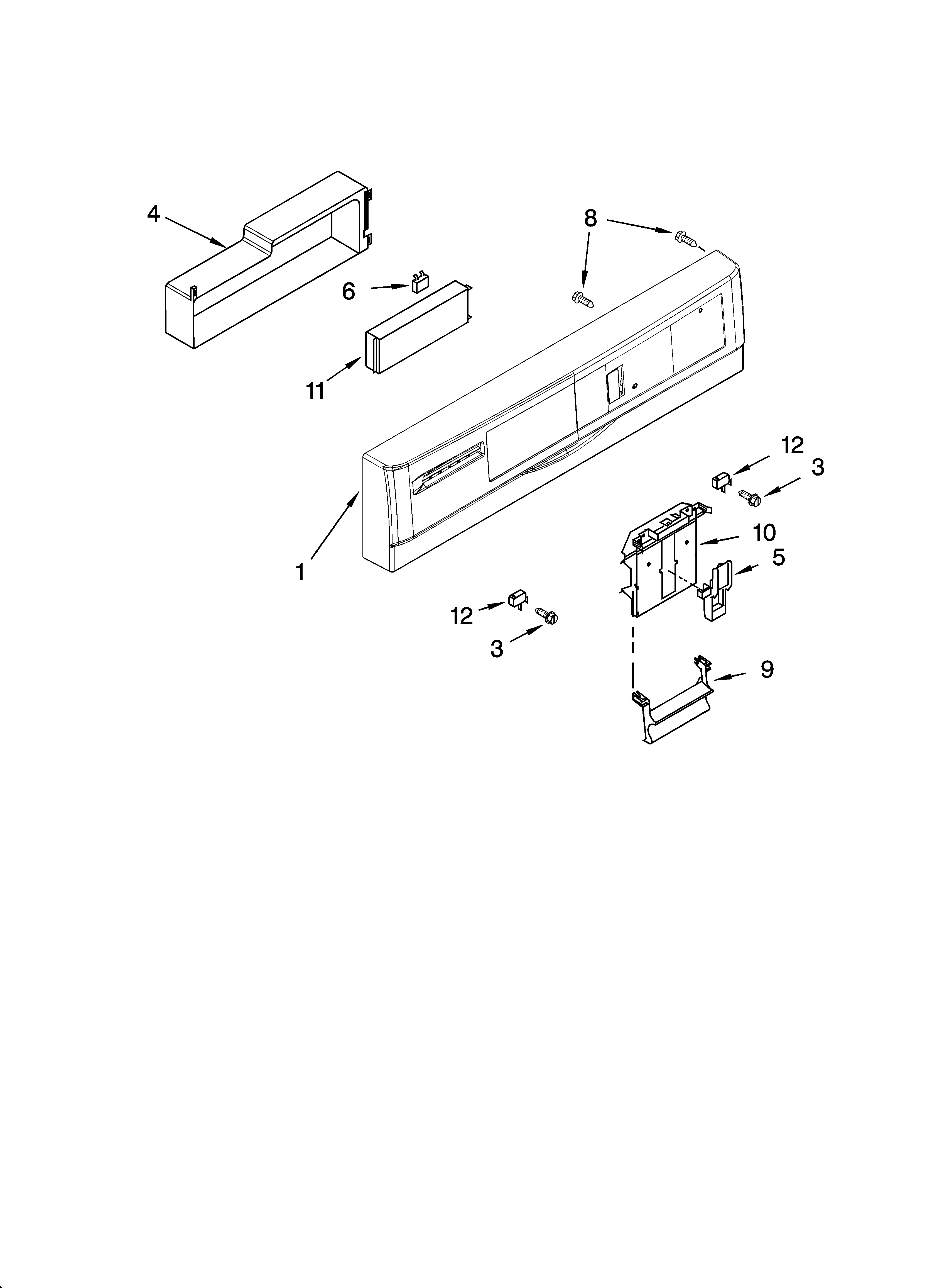 Kenmore 665743822 control panel parts diagram