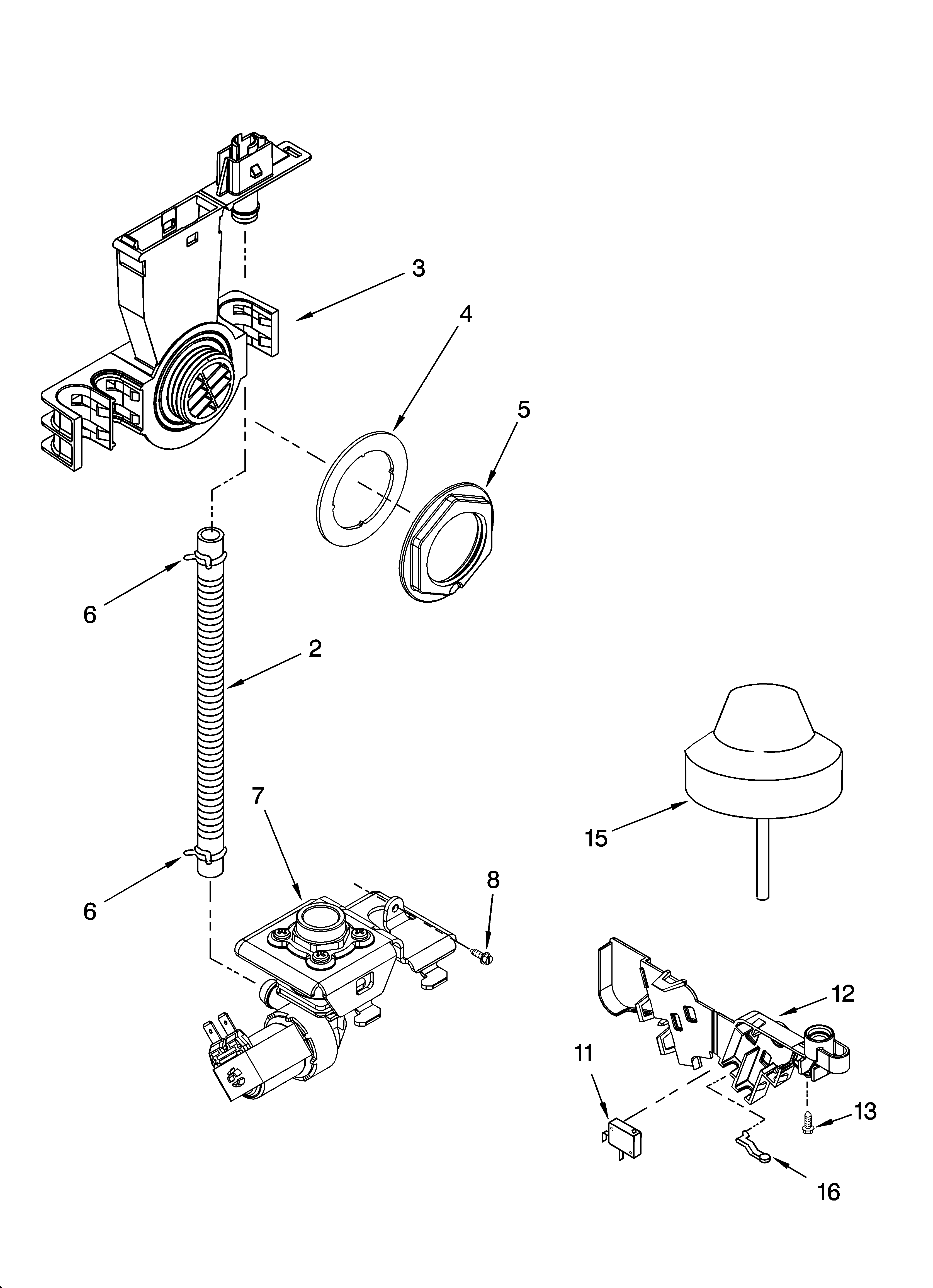 Kenmore 665743822 fill and overfill parts diagram