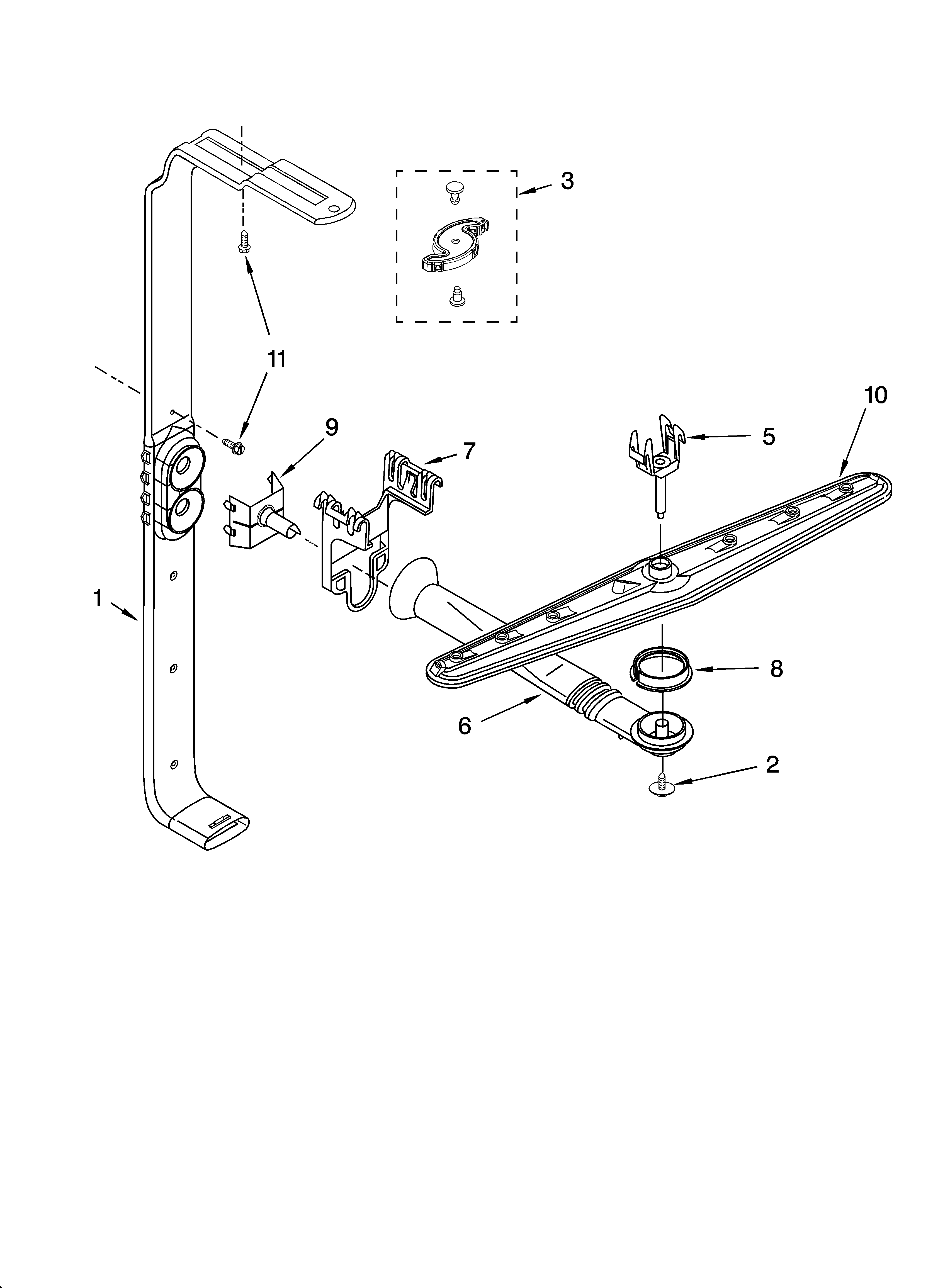 Kenmore 665743822 upper wash and rinse parts diagram