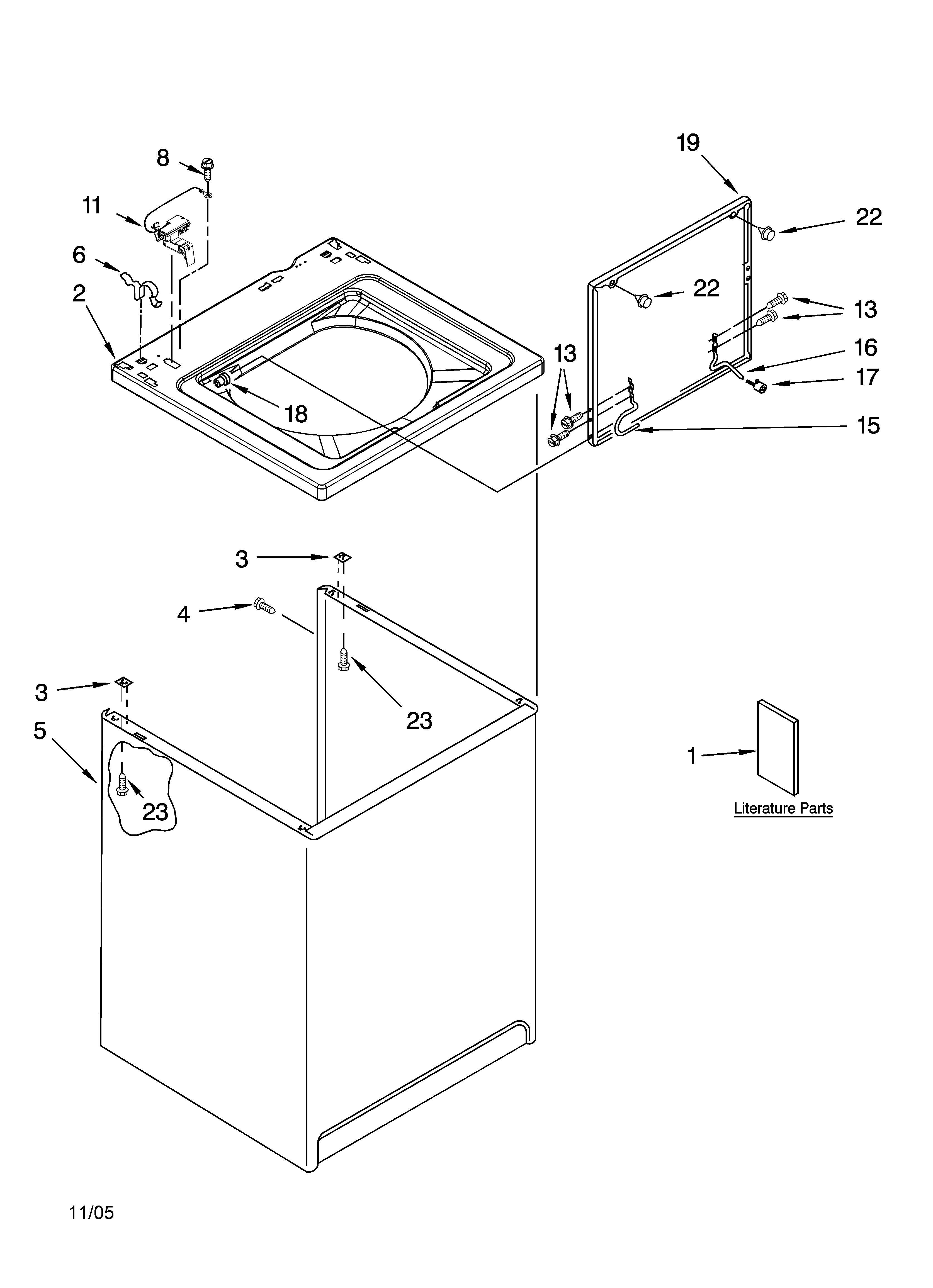 Kenmore 11026342502 top and cabinet parts diagram