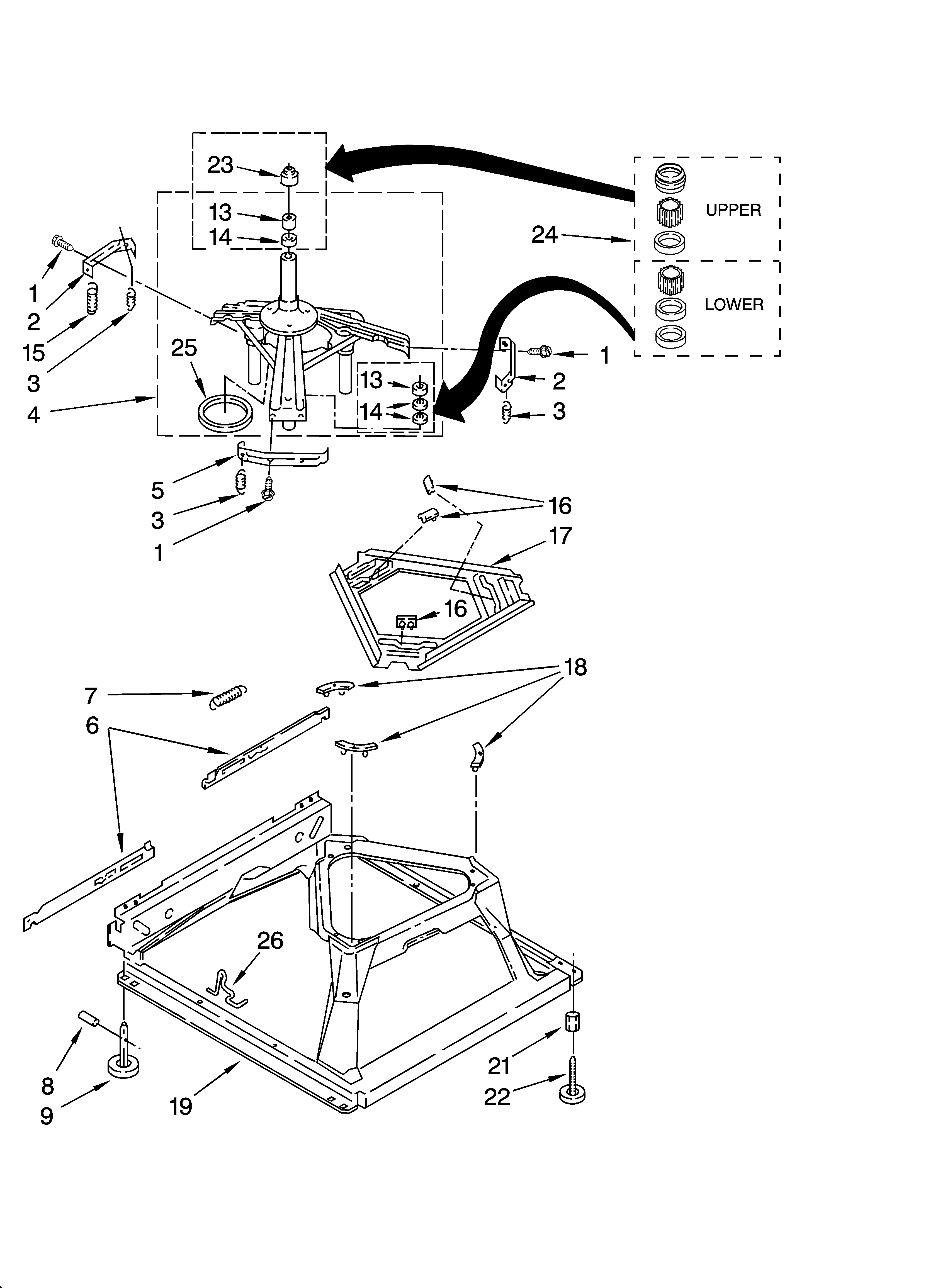 Kenmore 11026342502 machine base parts diagram