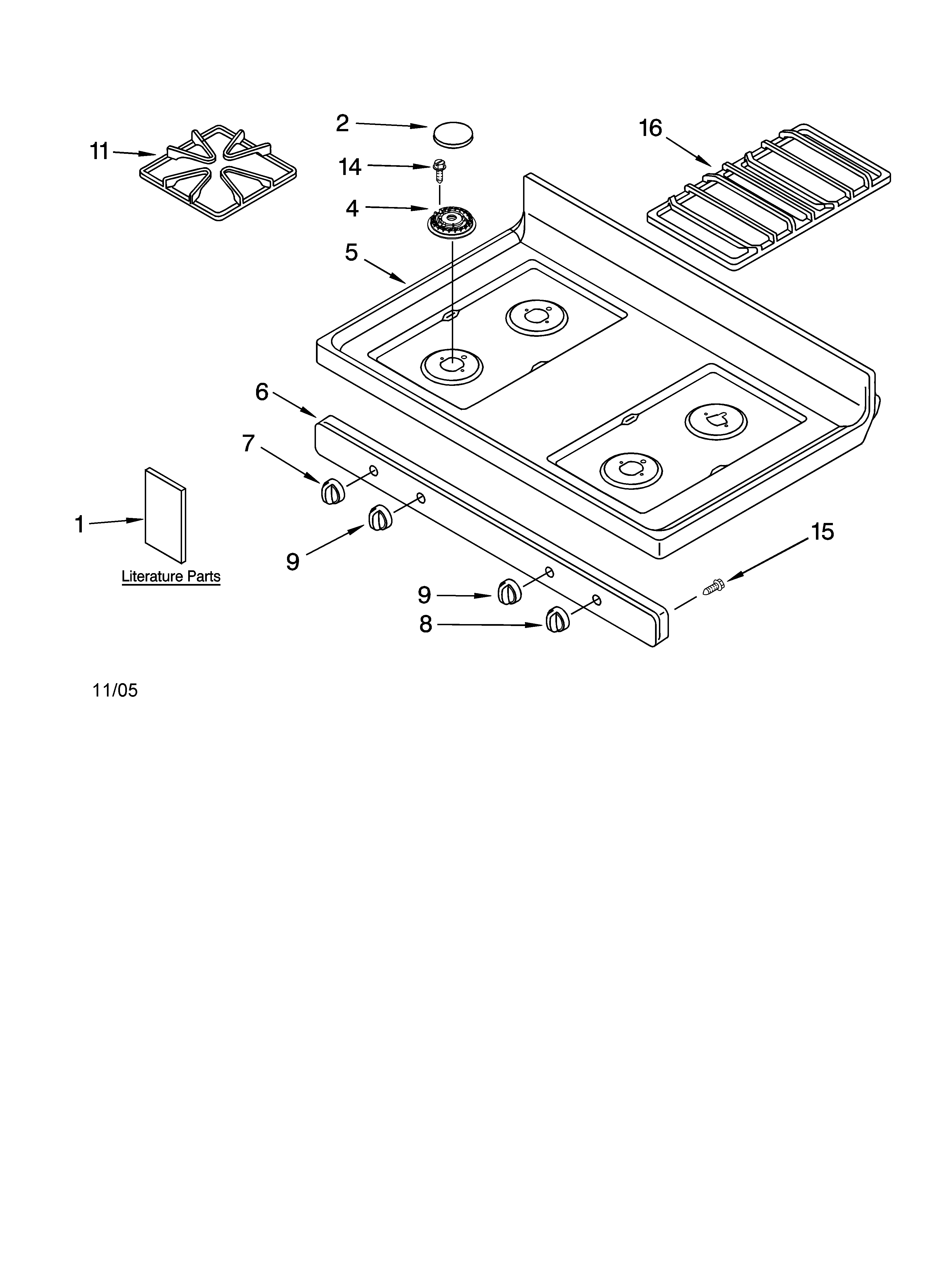 Kenmore 66575274501 cooktop parts diagram