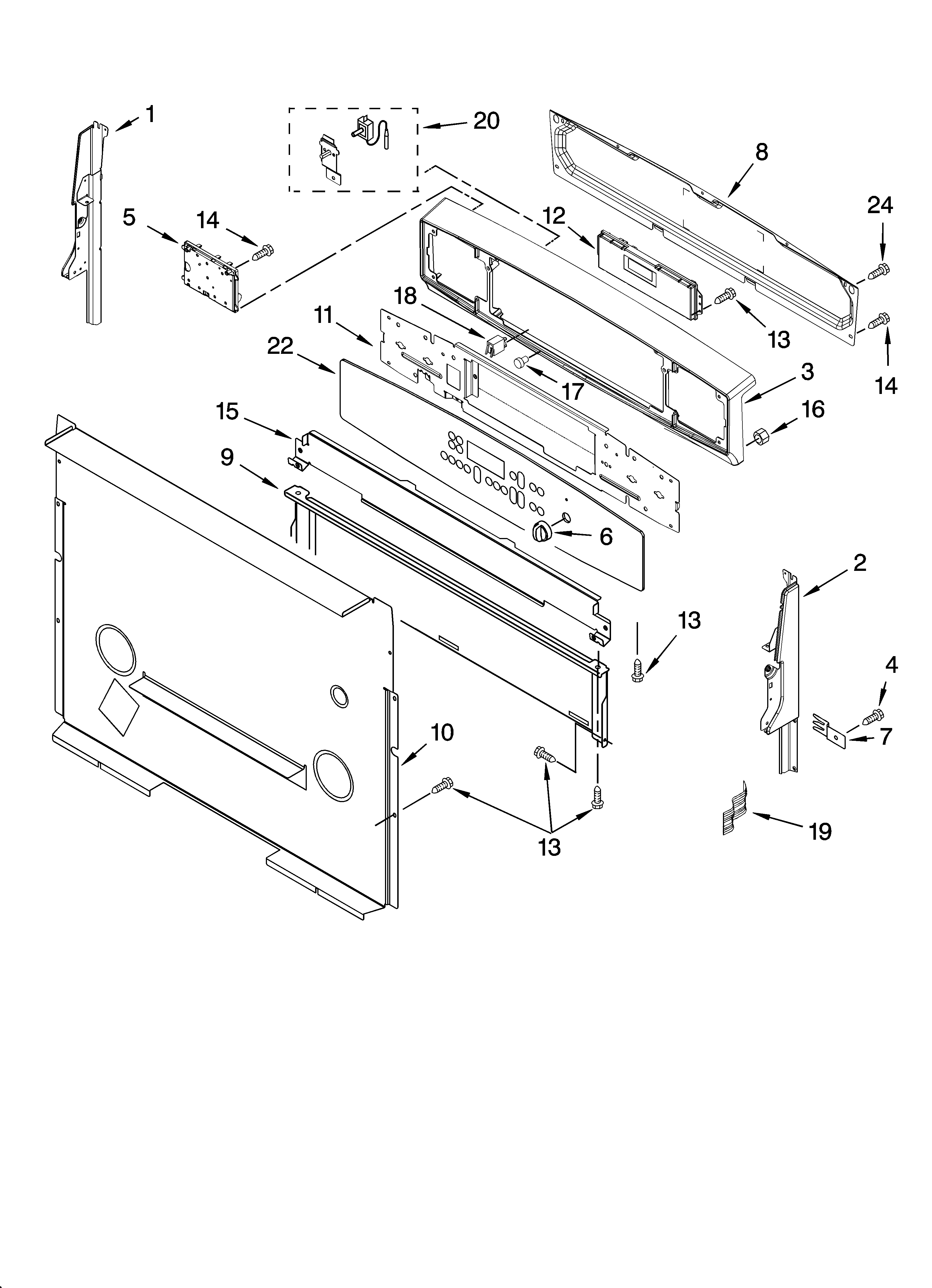 Kenmore 66575274501 control panel parts diagram