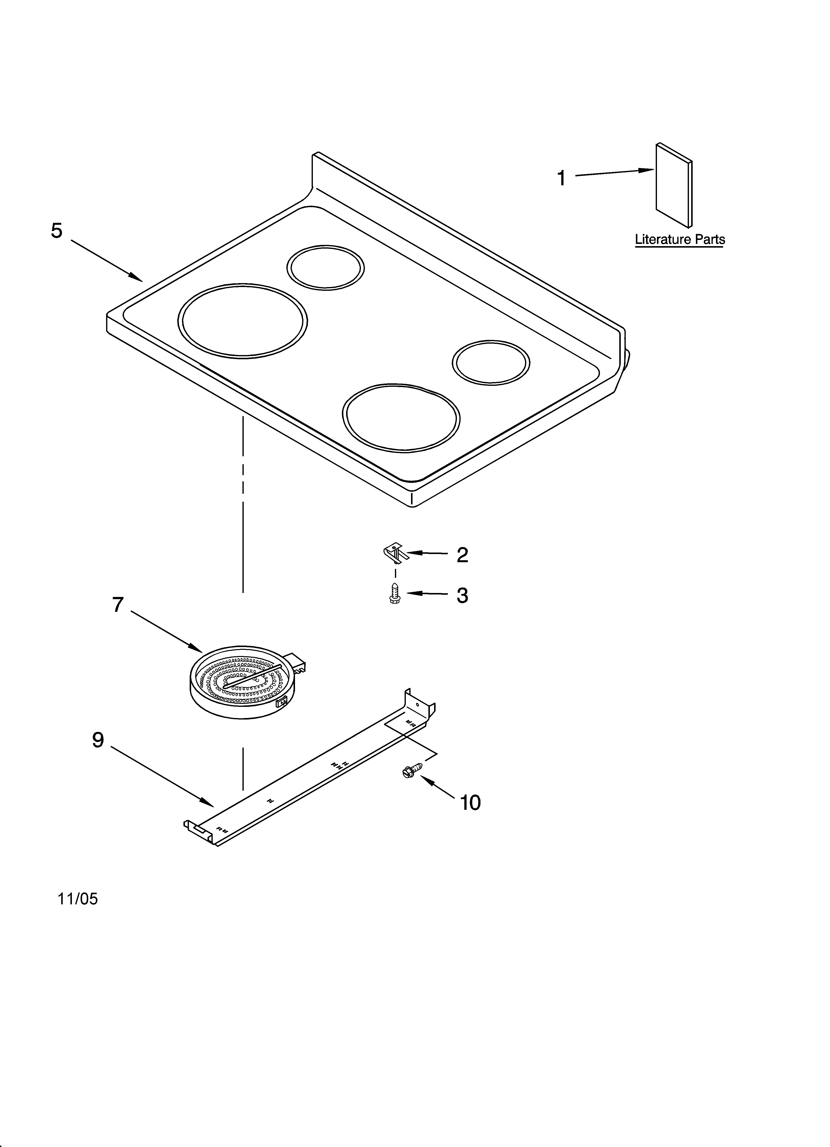 Kenmore 66595274501 cooktop parts diagram