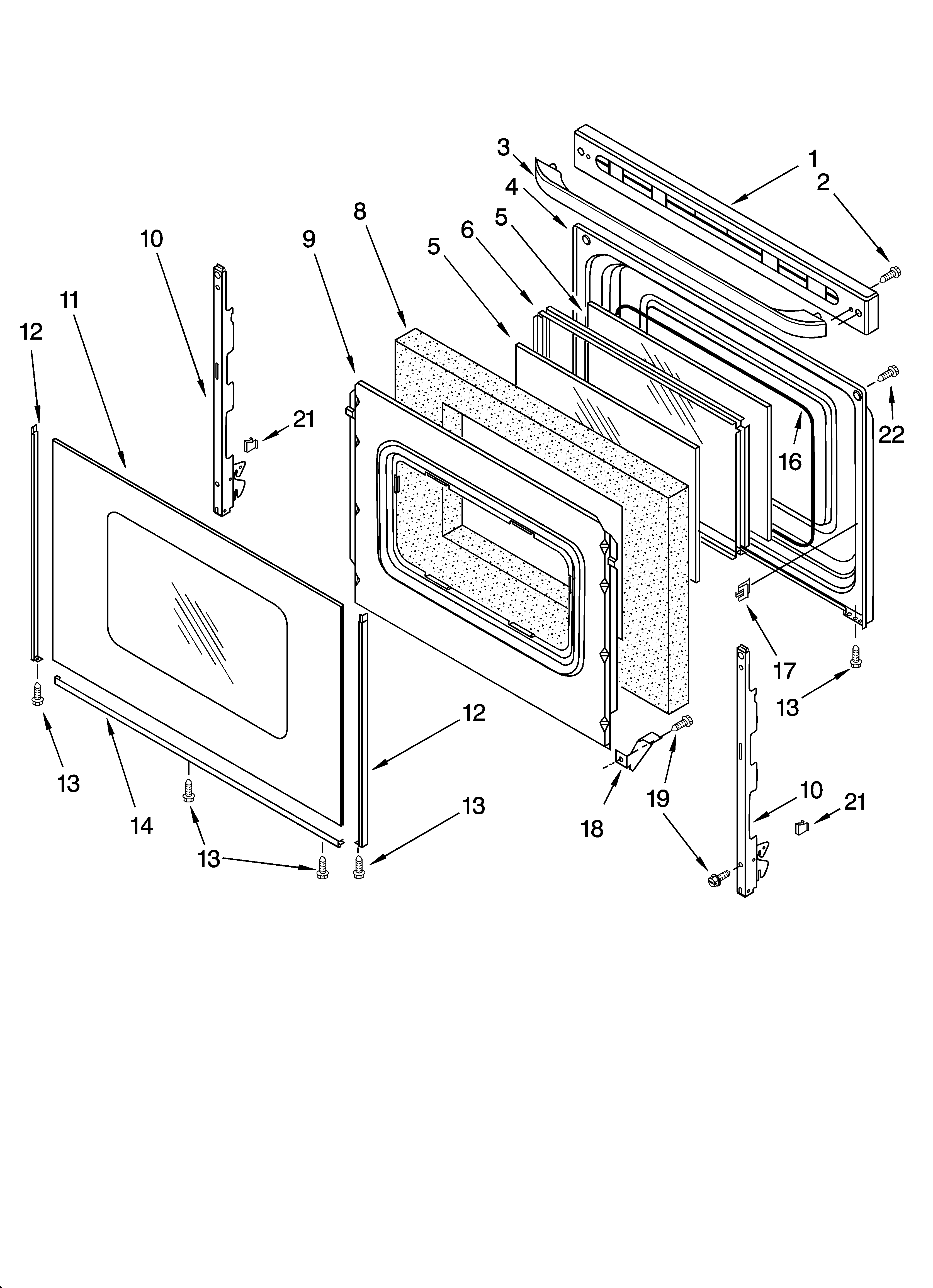 Kenmore 66595274501 door parts diagram
