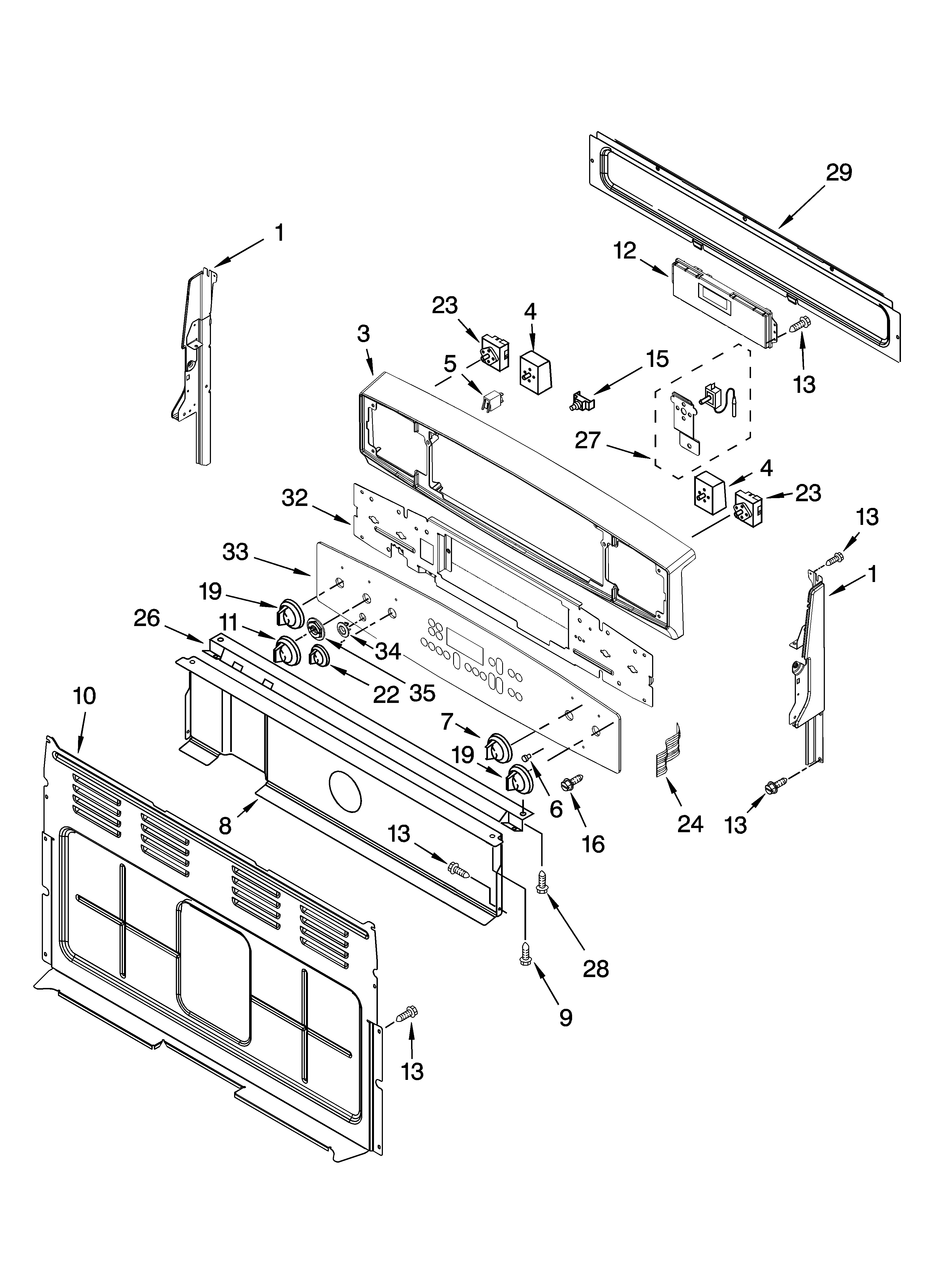 Kenmore 66595274501 control panel parts diagram