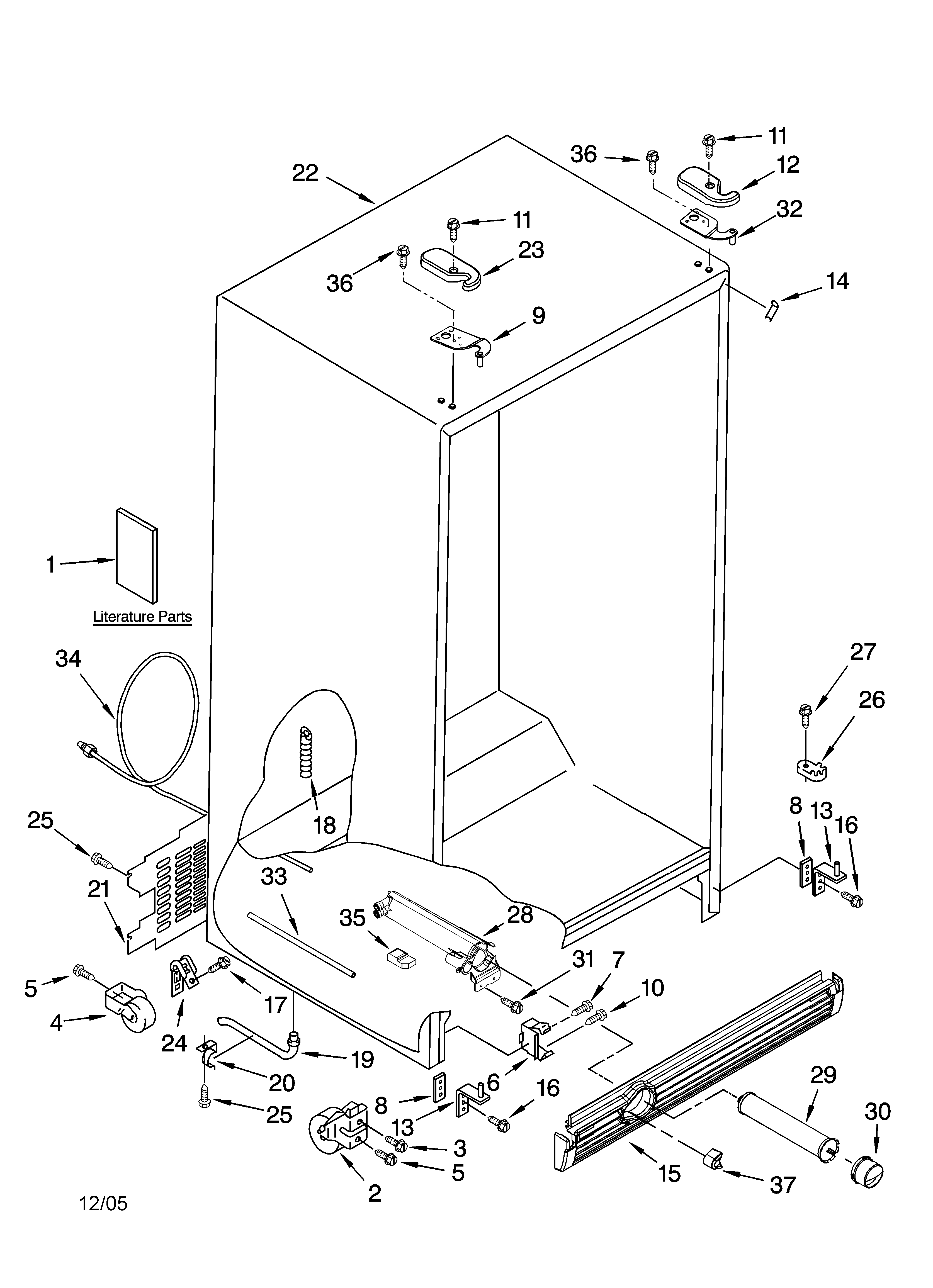 Kenmore 10656536401 cabinet parts diagram
