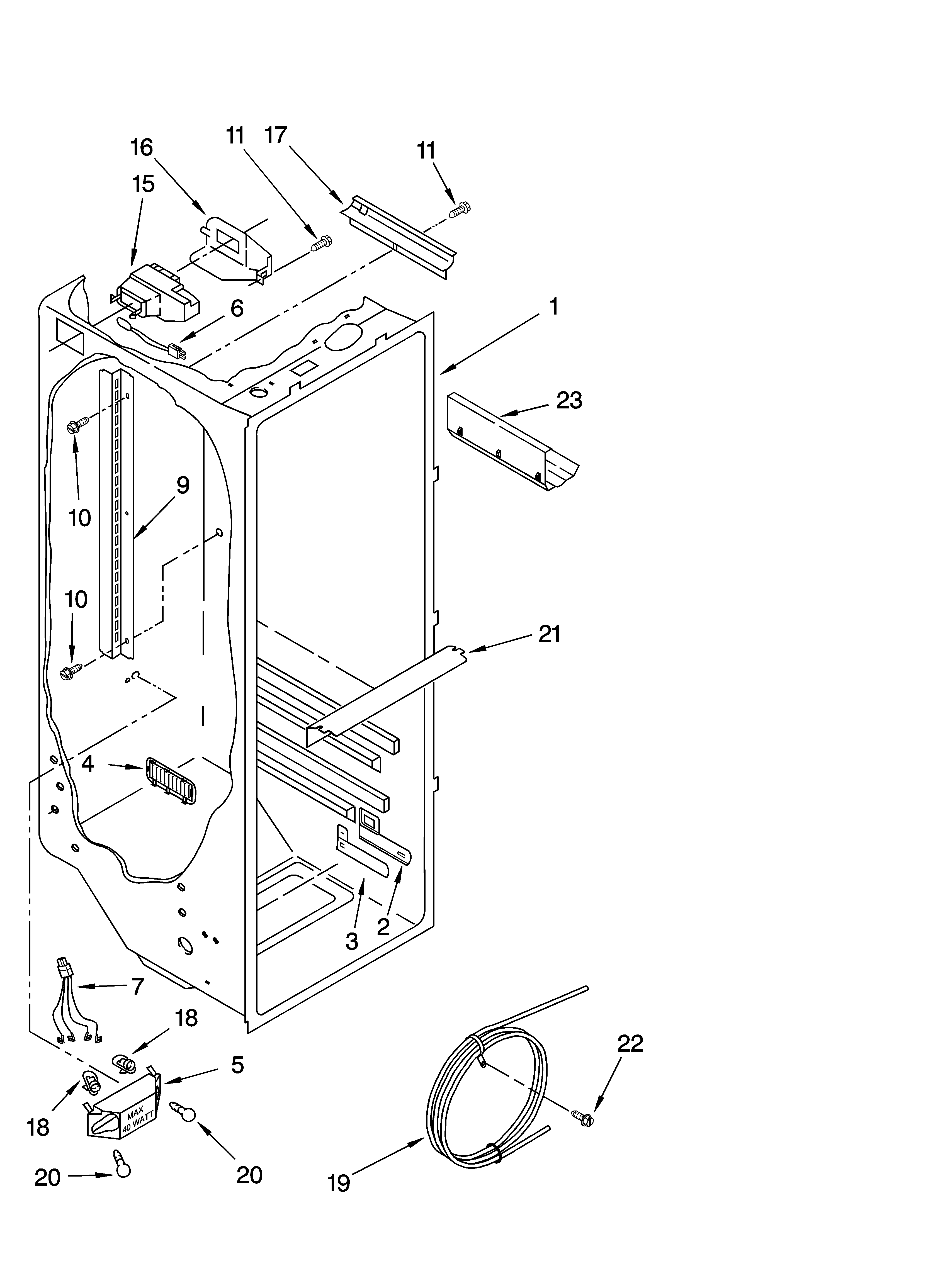 Kenmore 10656536401 refrigerator liner parts diagram