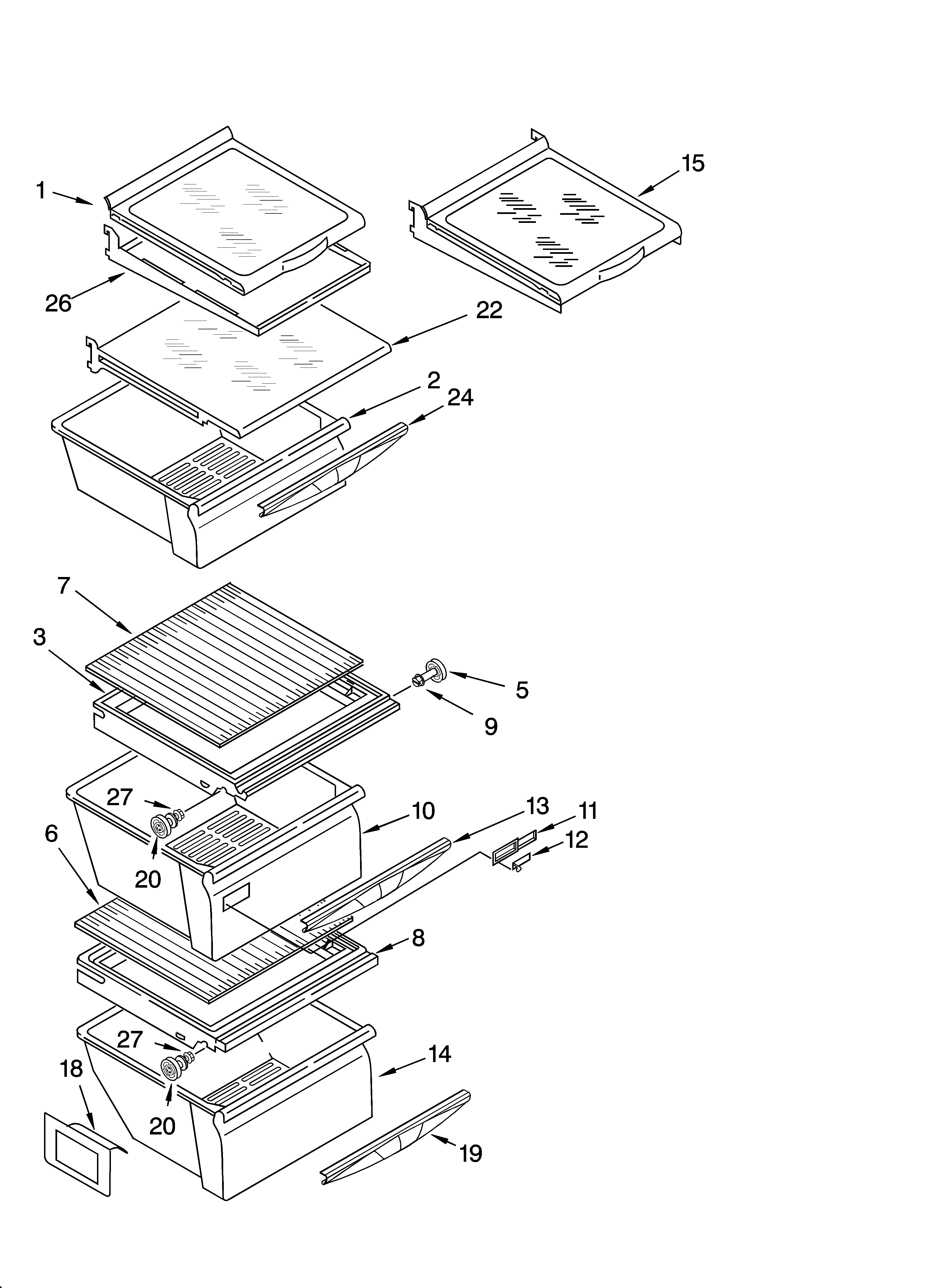 Kenmore 10656536401 refrigerator shelf parts diagram