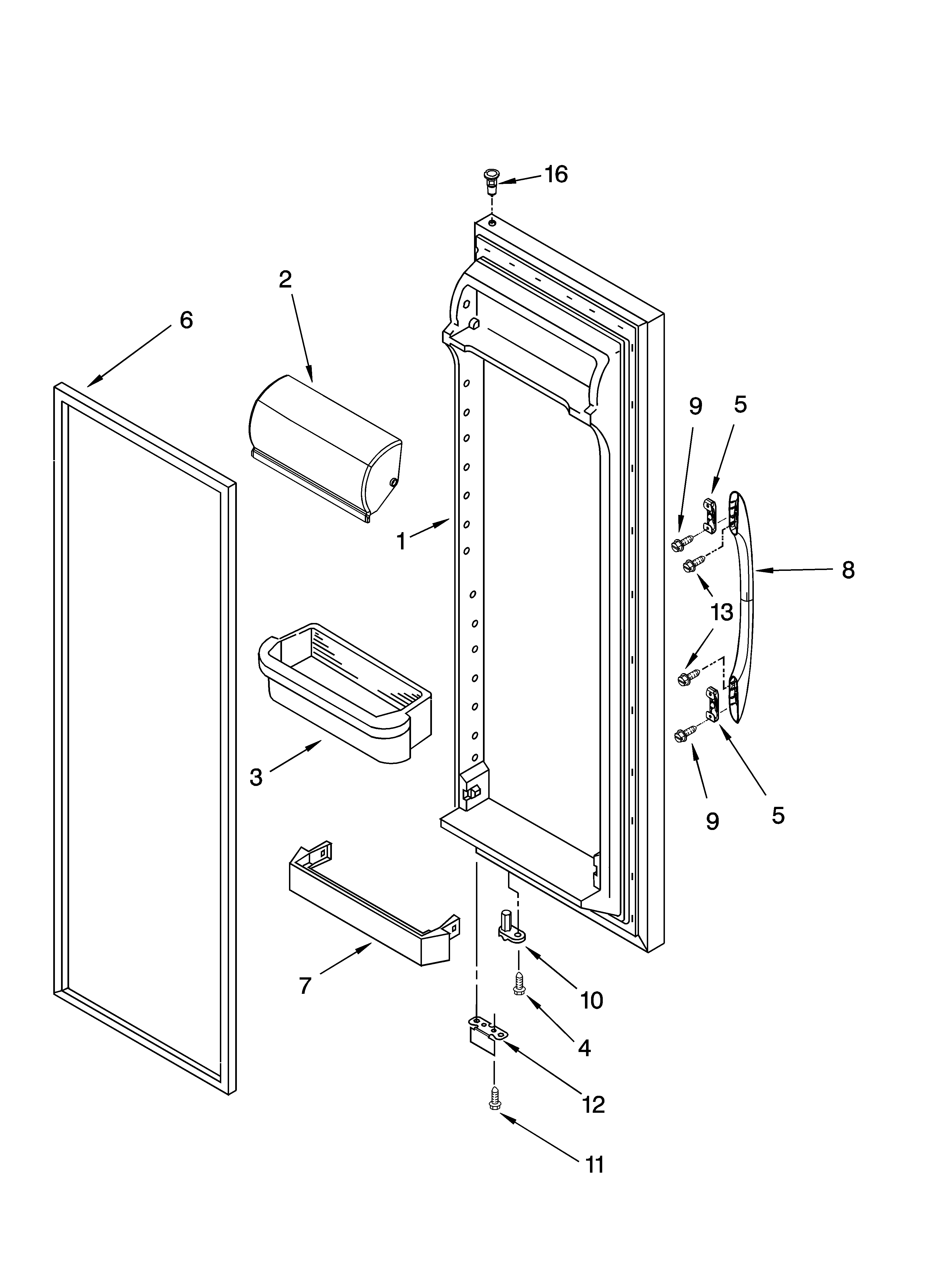 Kenmore 10656536401 refrigerator door parts diagram