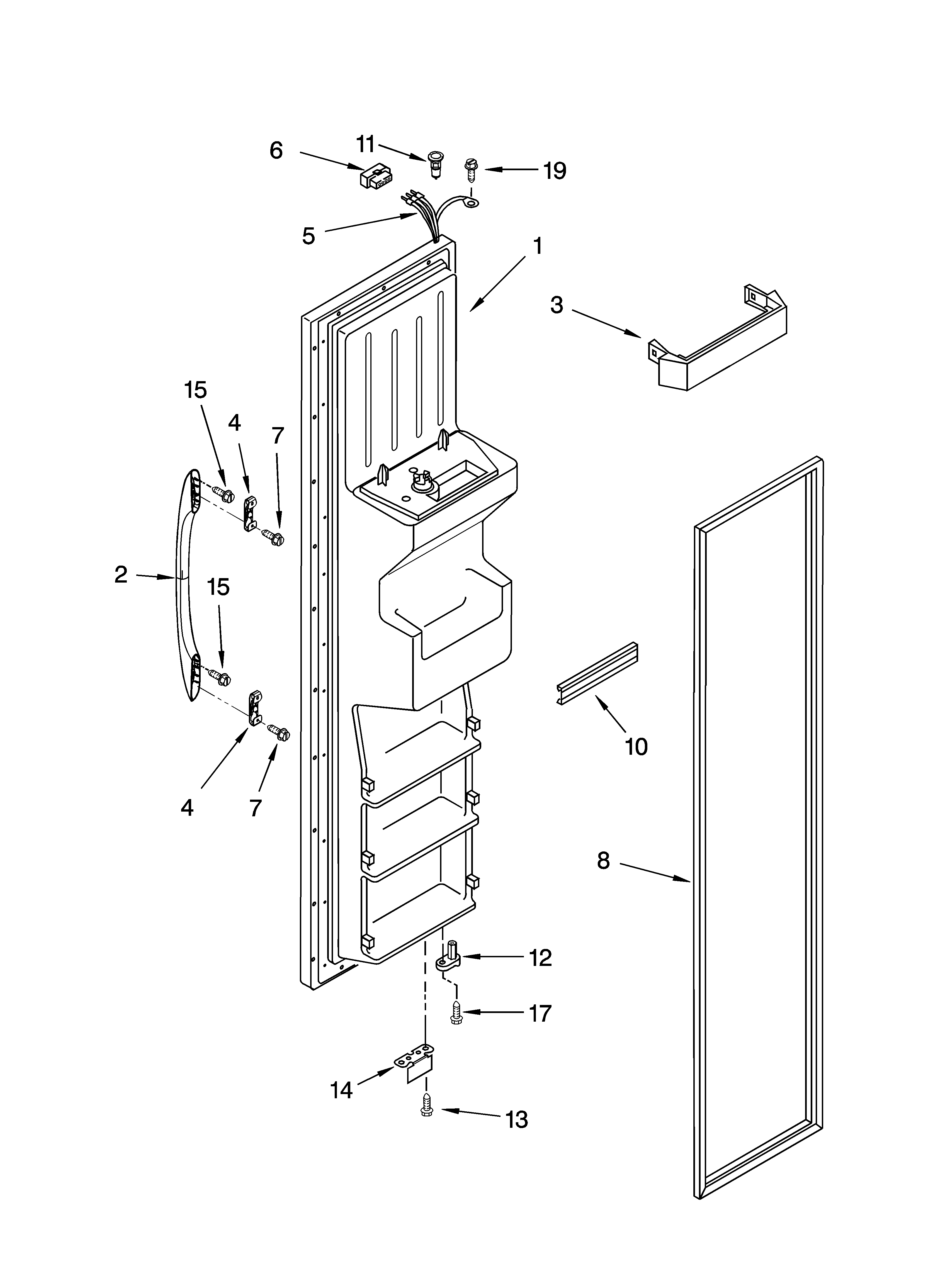 Kenmore 10656536401 freezer door parts diagram