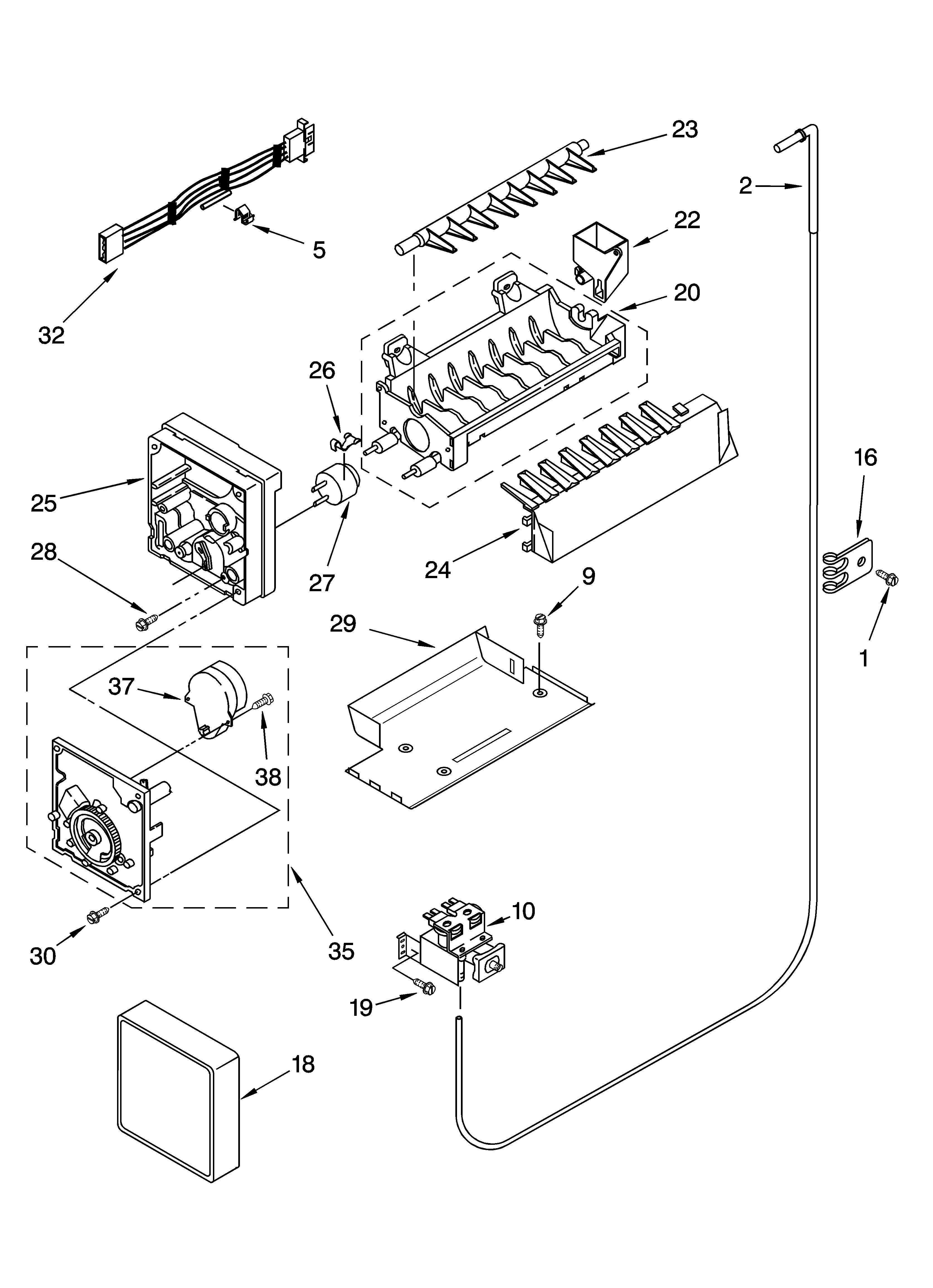 Kenmore 10656536401 icemaker parts, optional parts diagram
