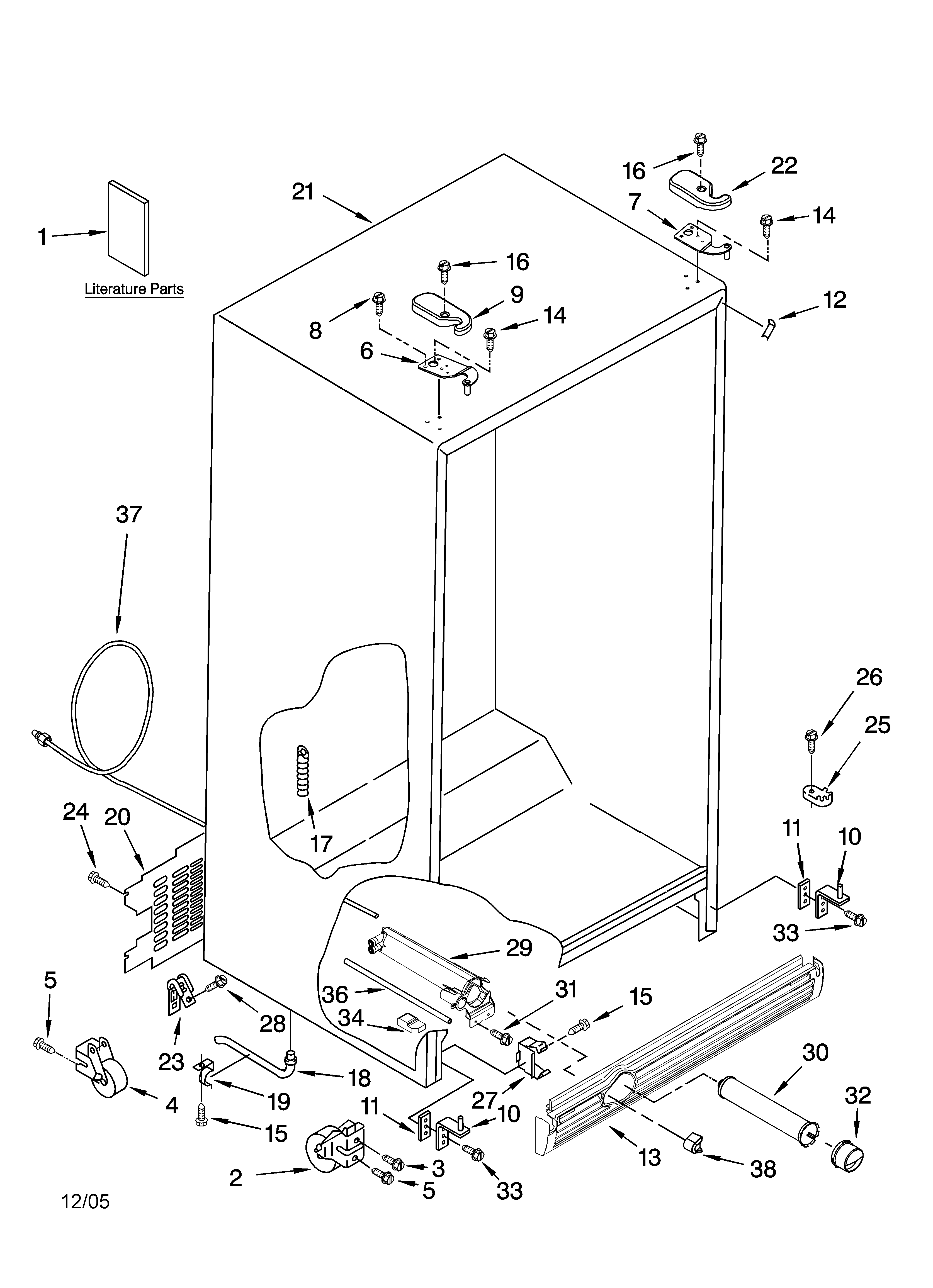 Kenmore 10656586501 cabinet parts diagram