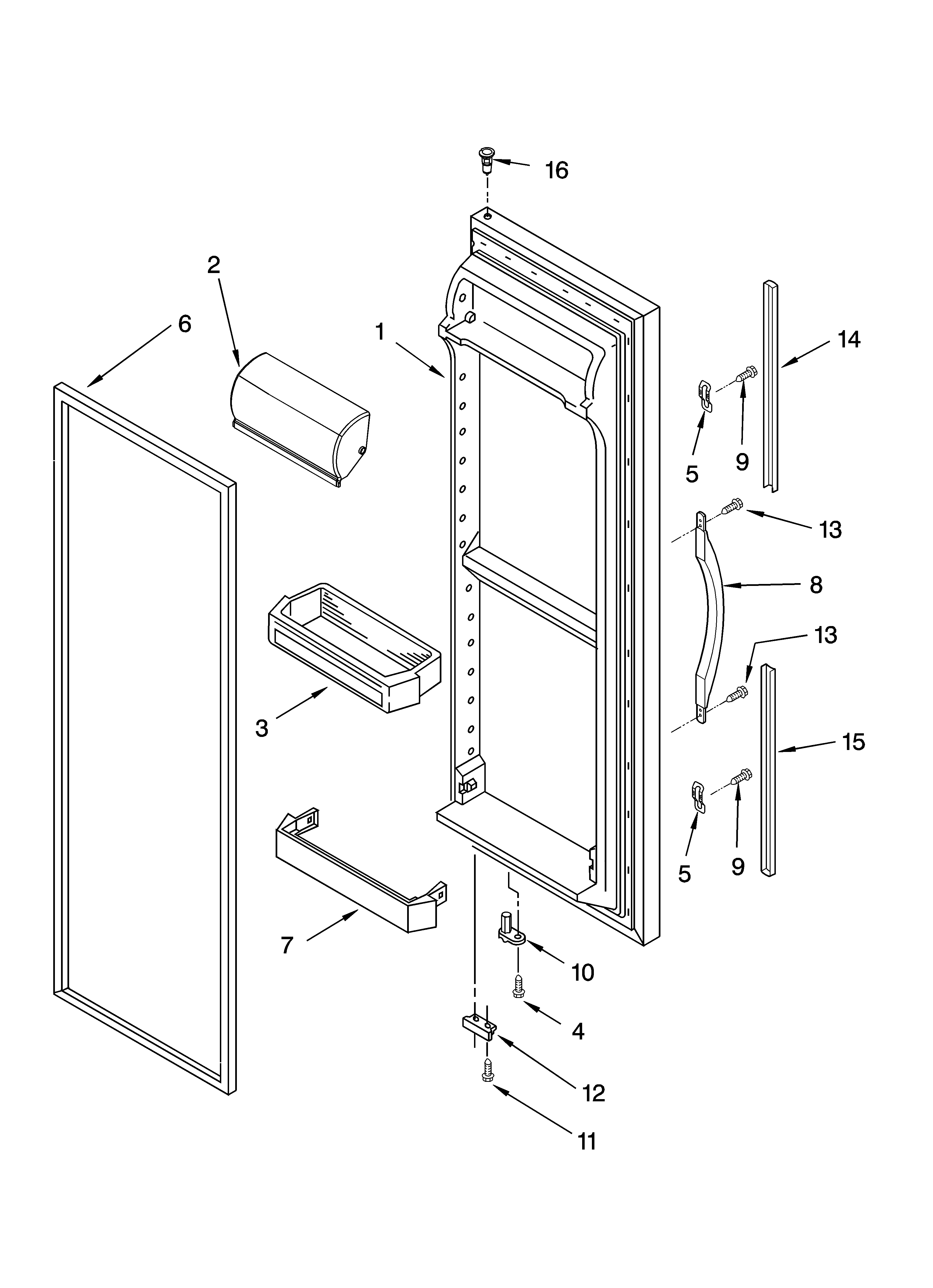 Kenmore 10656586501 refrigerator door parts diagram