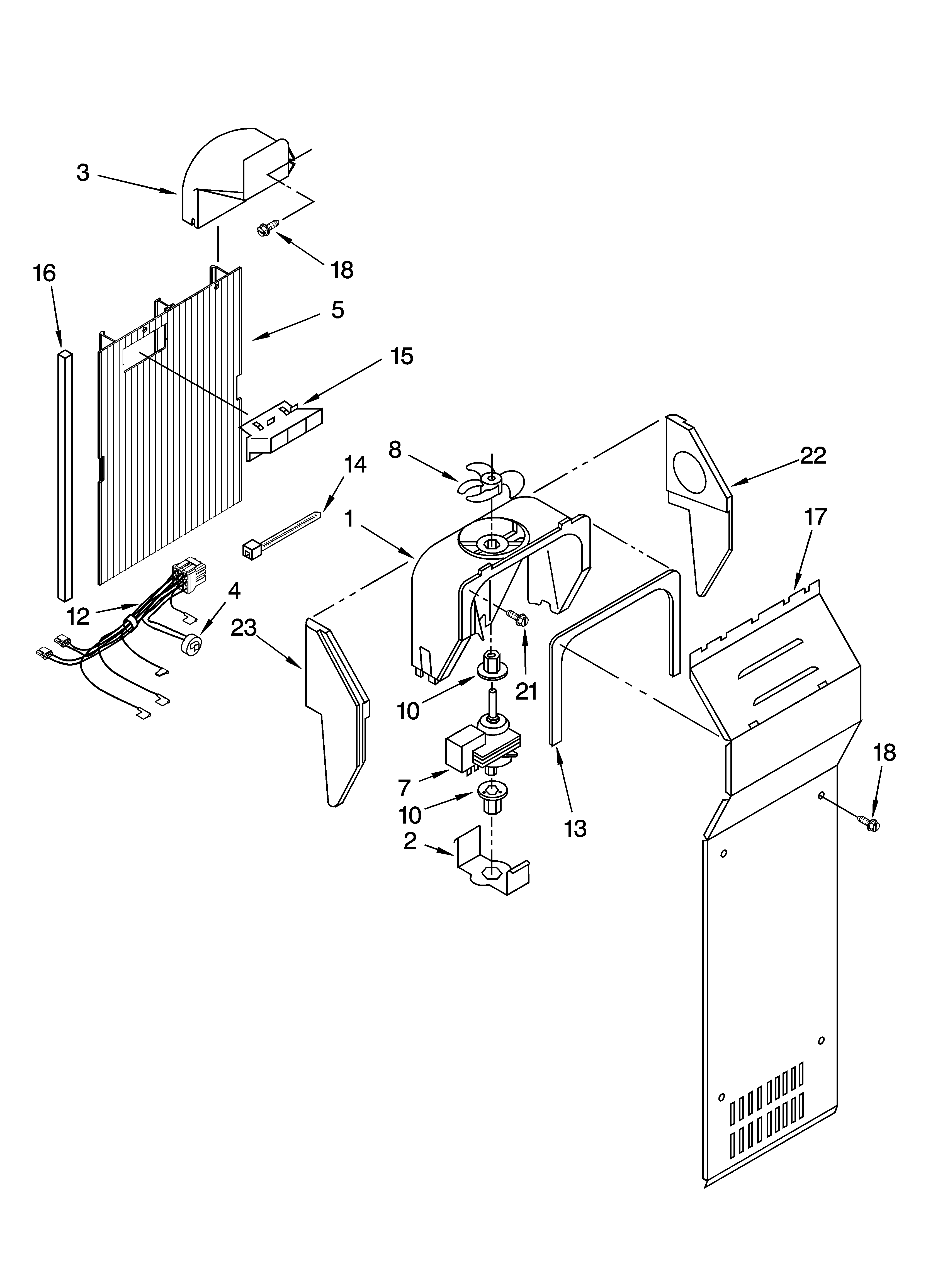 Kenmore 10656586501 air flow parts diagram