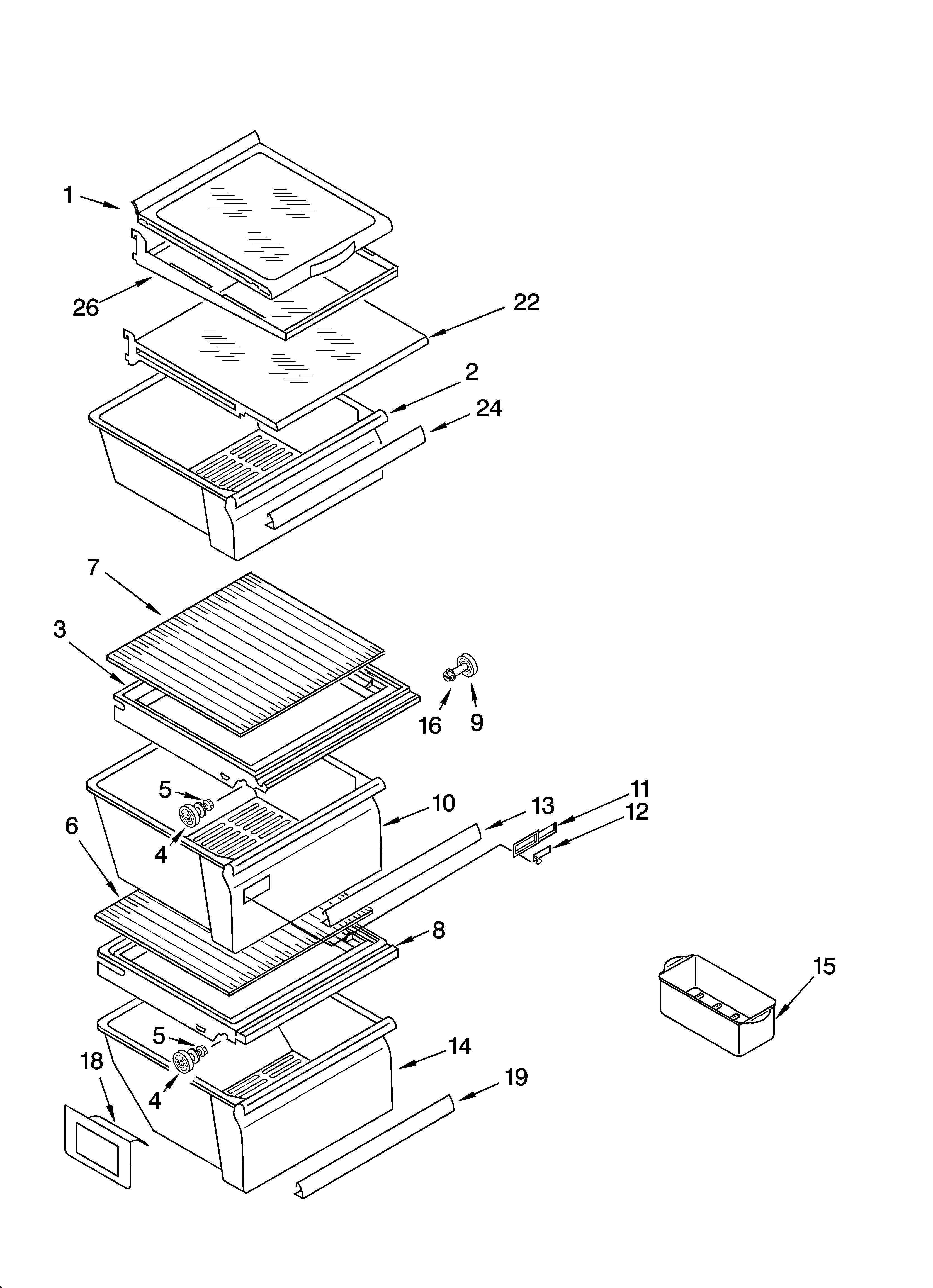 Kenmore 10656676501 refrigerator shelf parts diagram