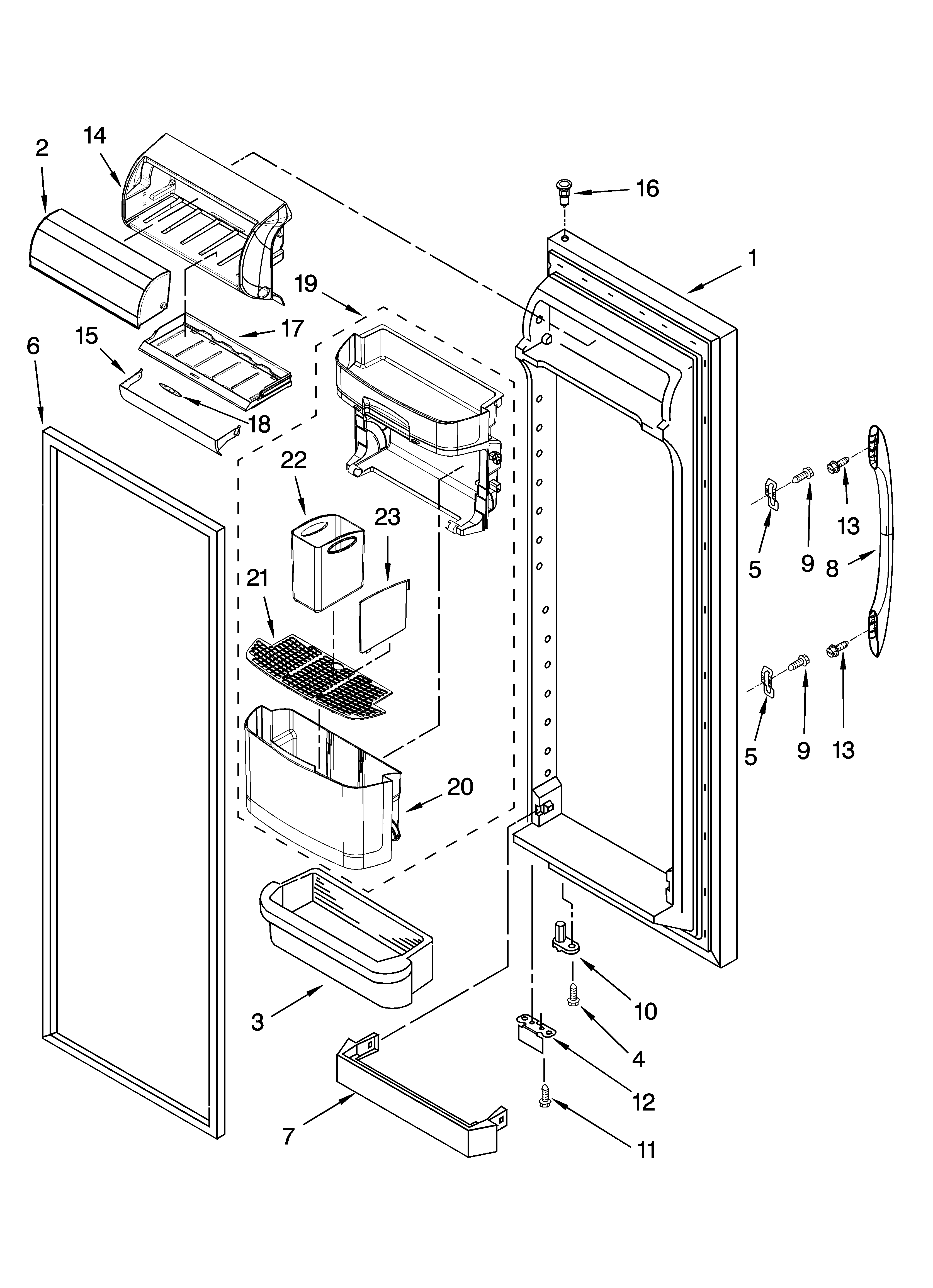 Kenmore 10656676501 refrigerator door parts diagram
