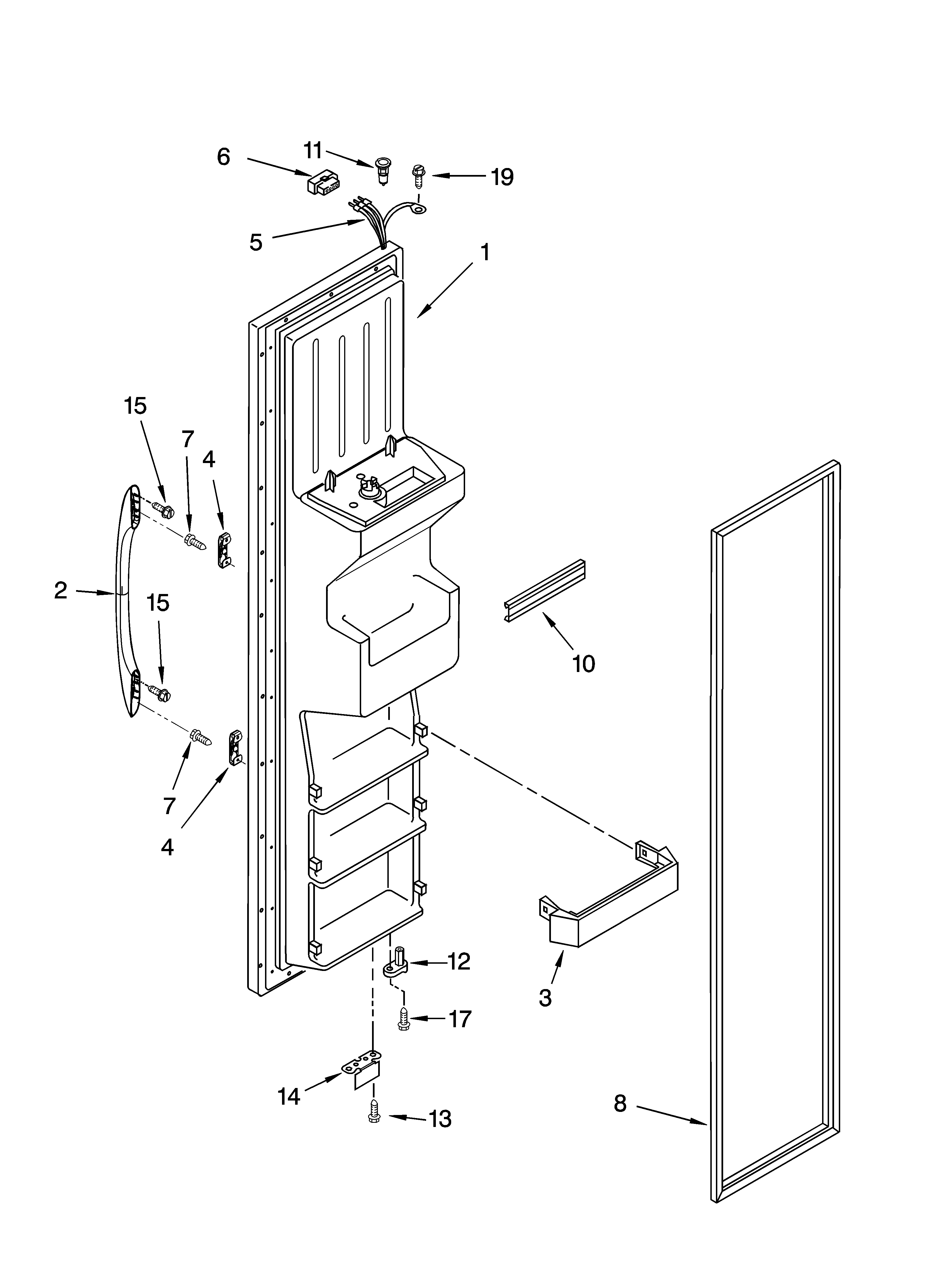 Kenmore 10656676501 freezer door parts diagram