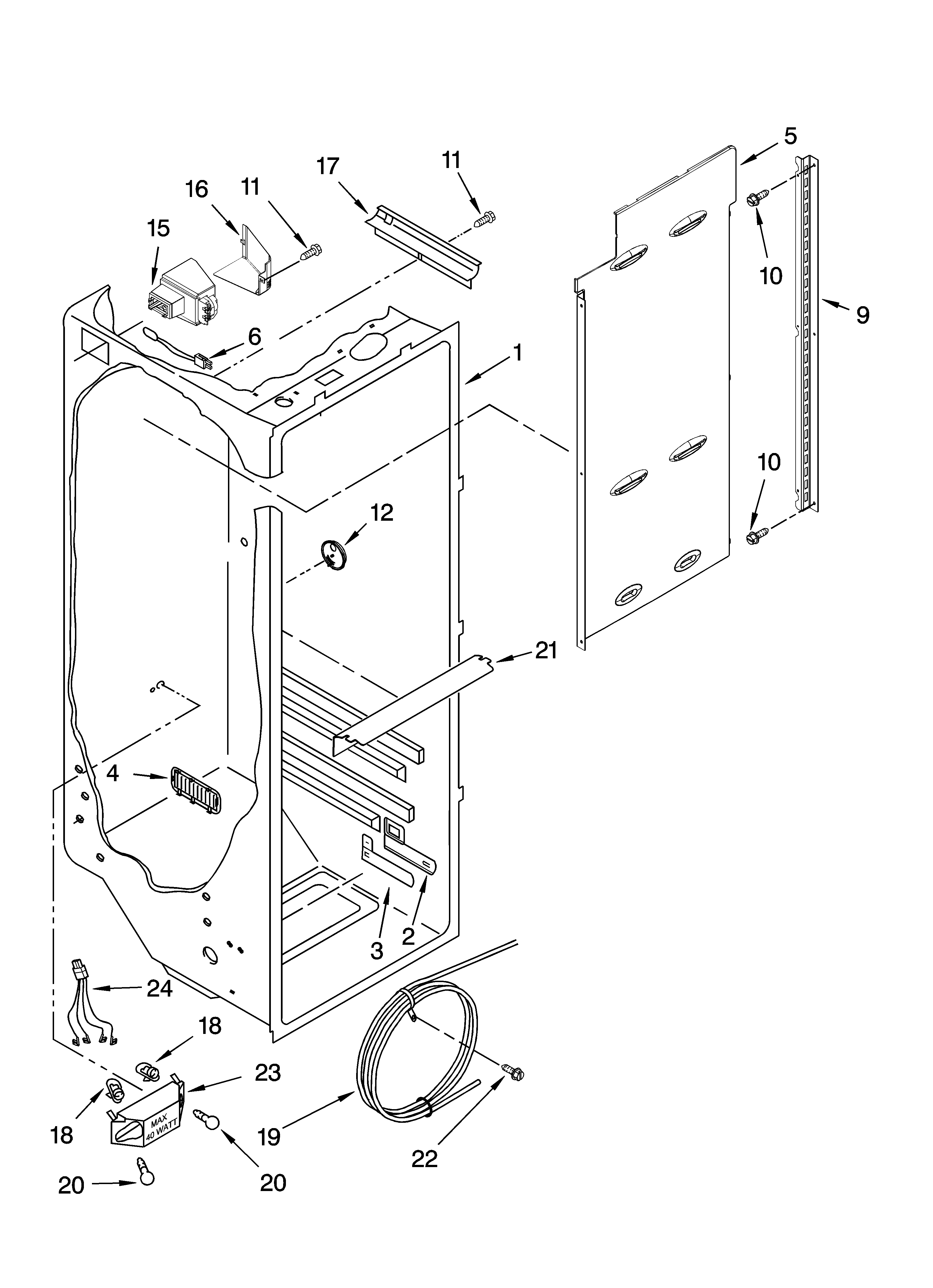 Kenmore Elite 10656714500 refrigerator liner parts diagram