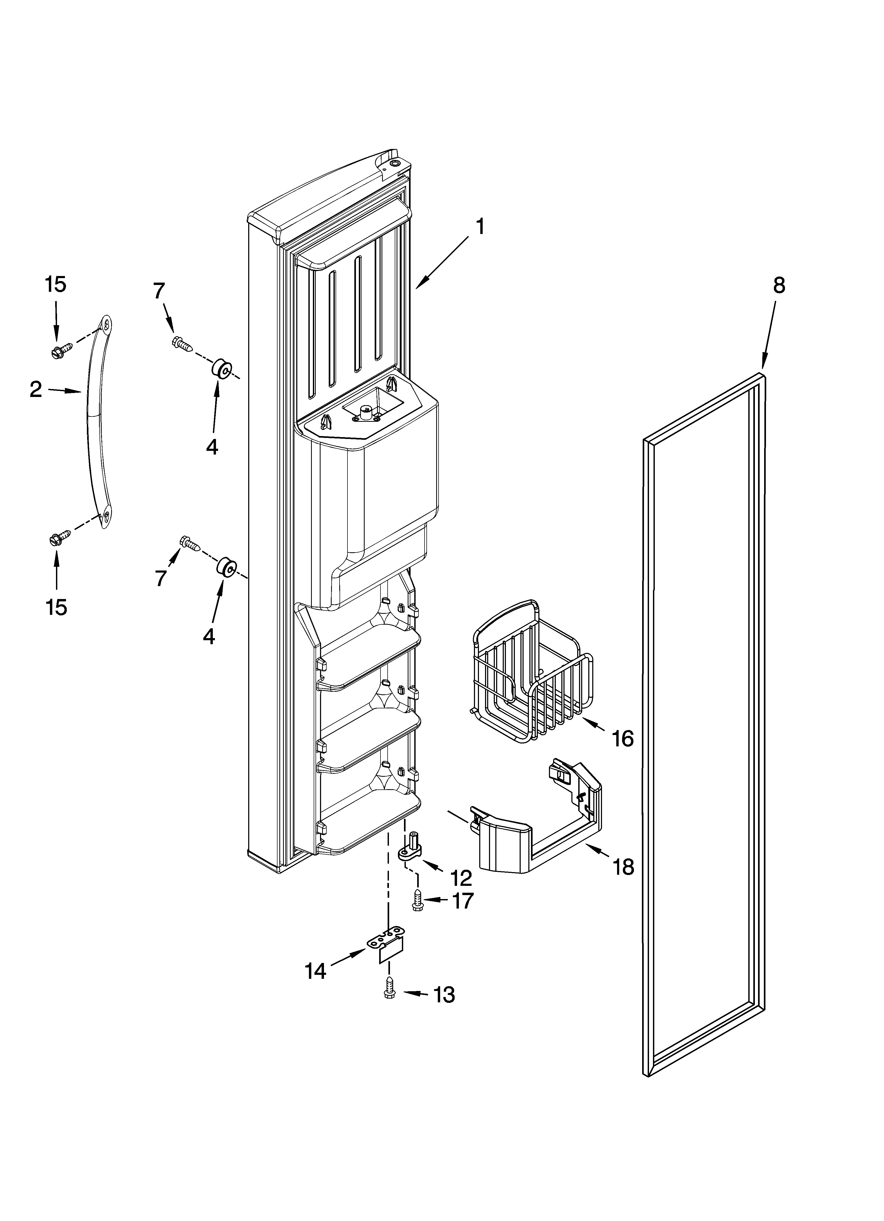 Kenmore Elite 10656714500 freezer door parts diagram