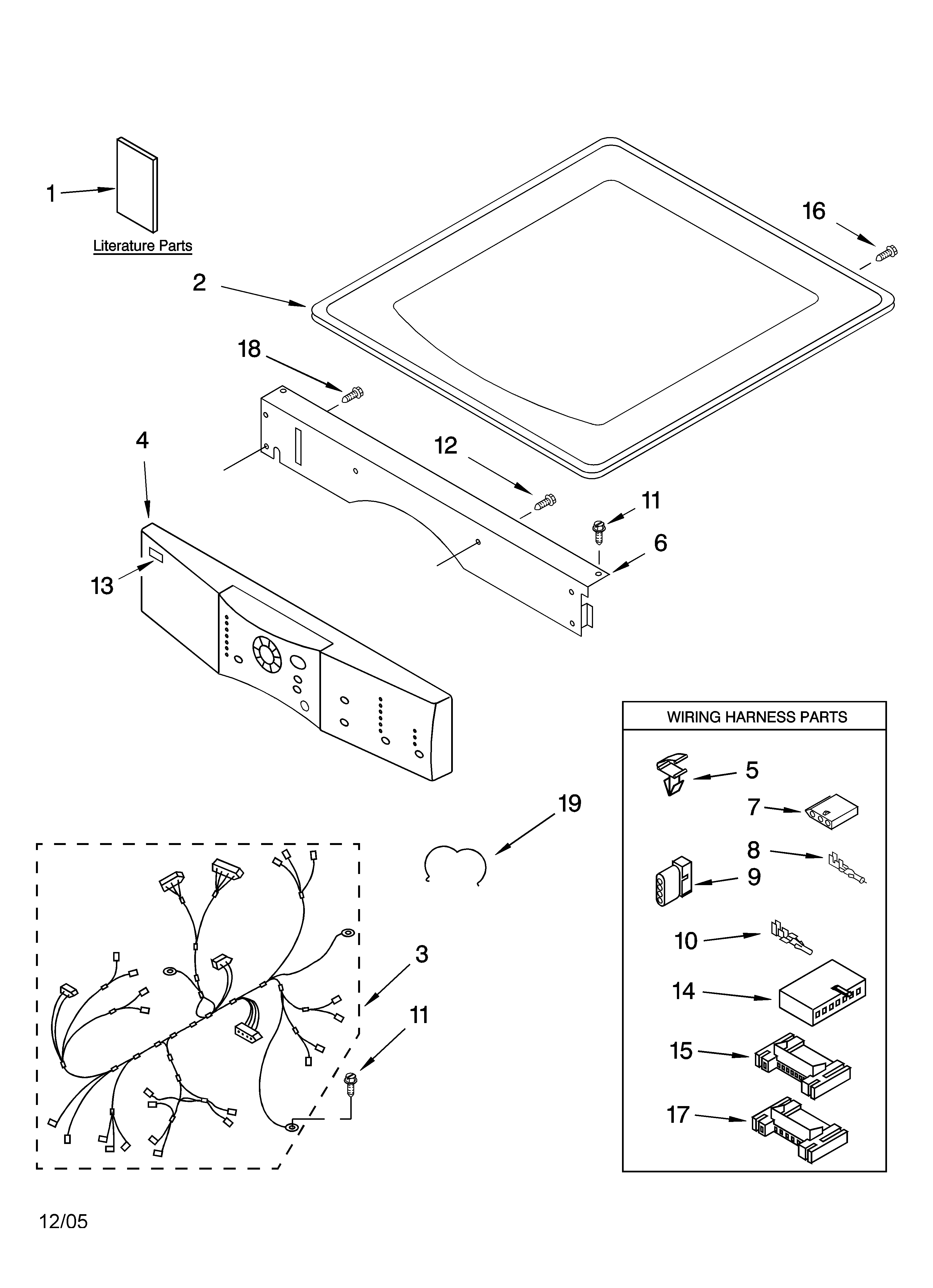 Kenmore Elite 11085088400 top and console parts diagram