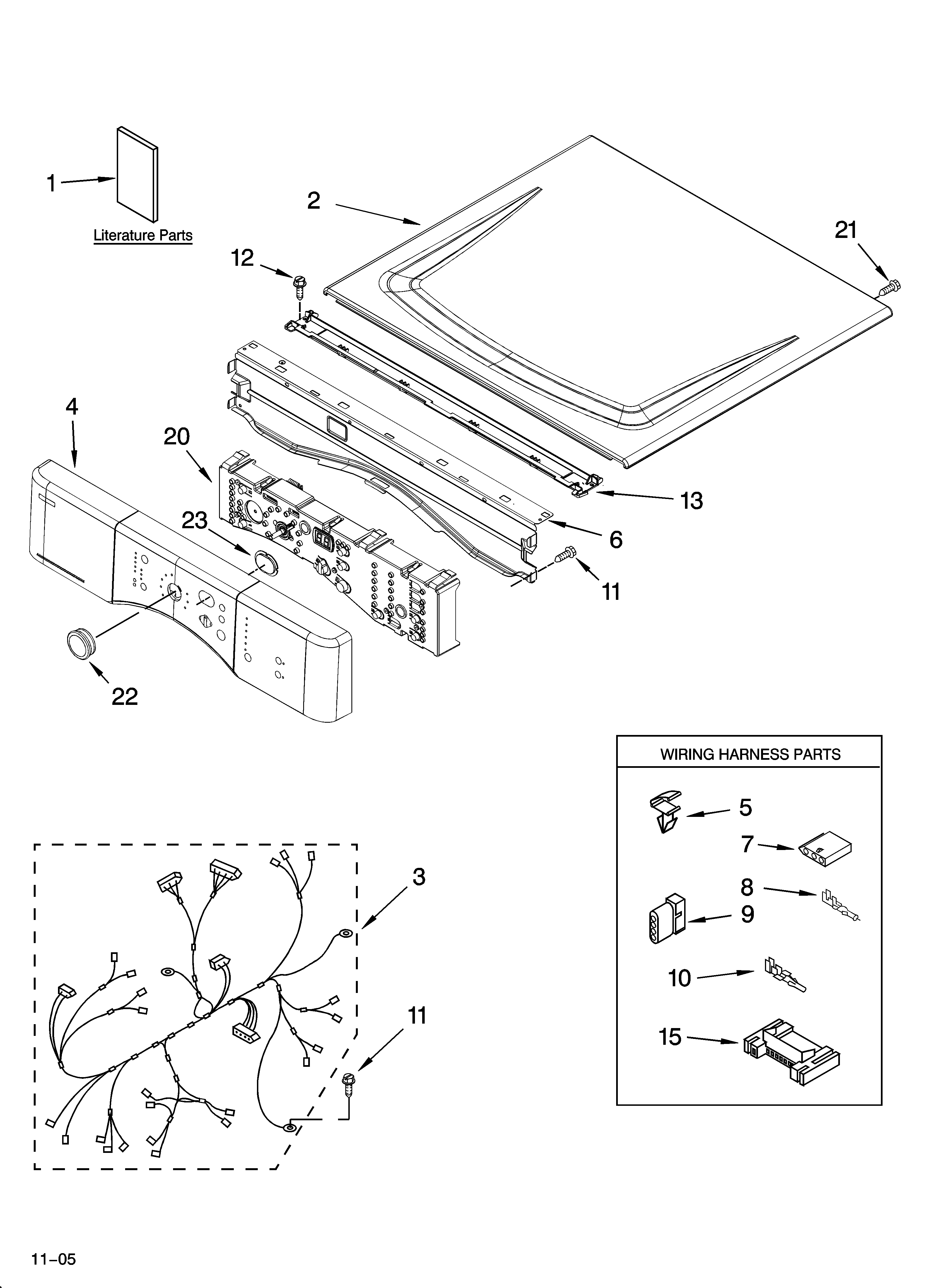 Sears Canada 110C96562500 top and console parts diagram