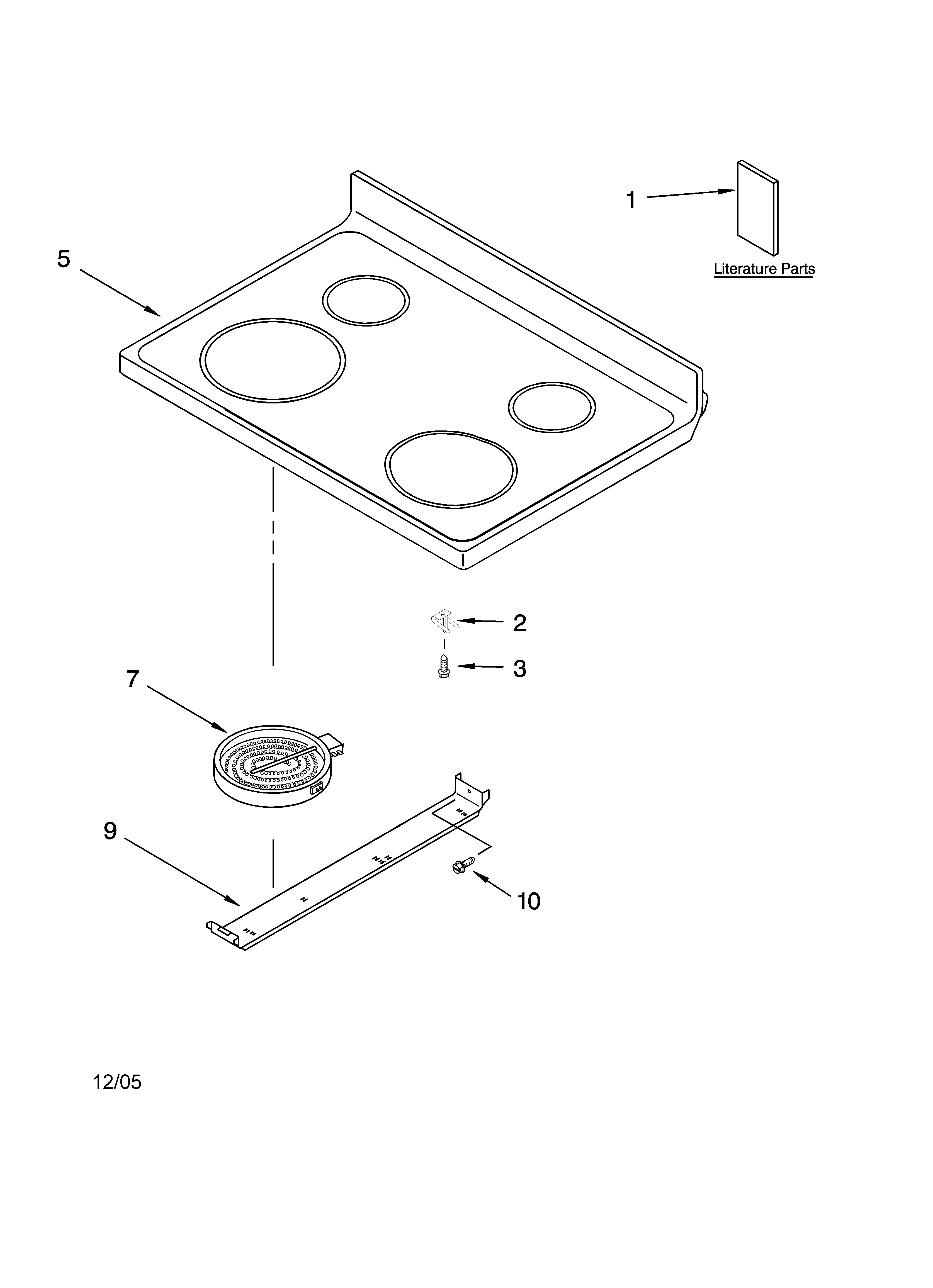 Kenmore 66595273500 cooktop parts diagram