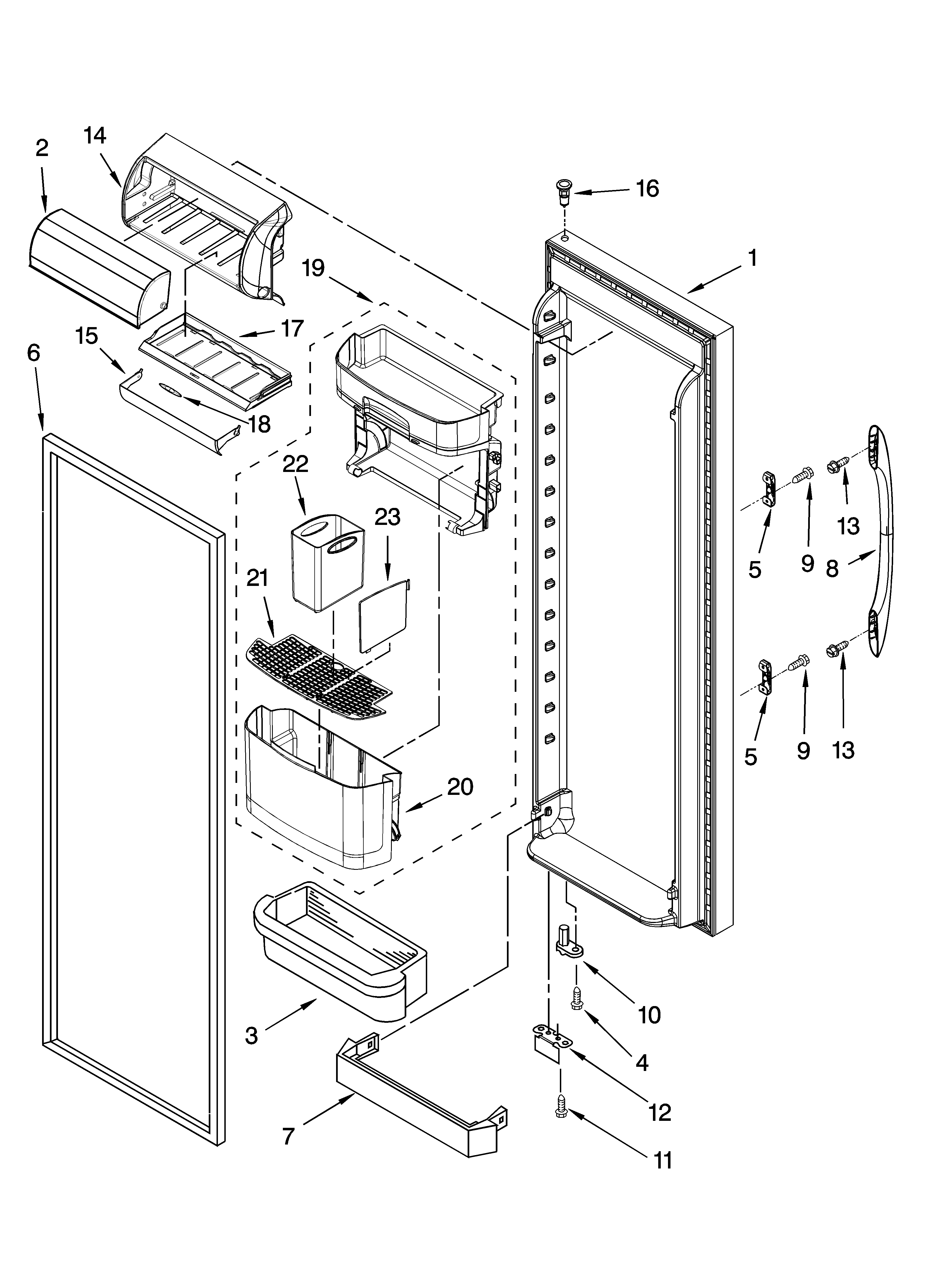 Kenmore 10656176501 refrigerator door parts diagram