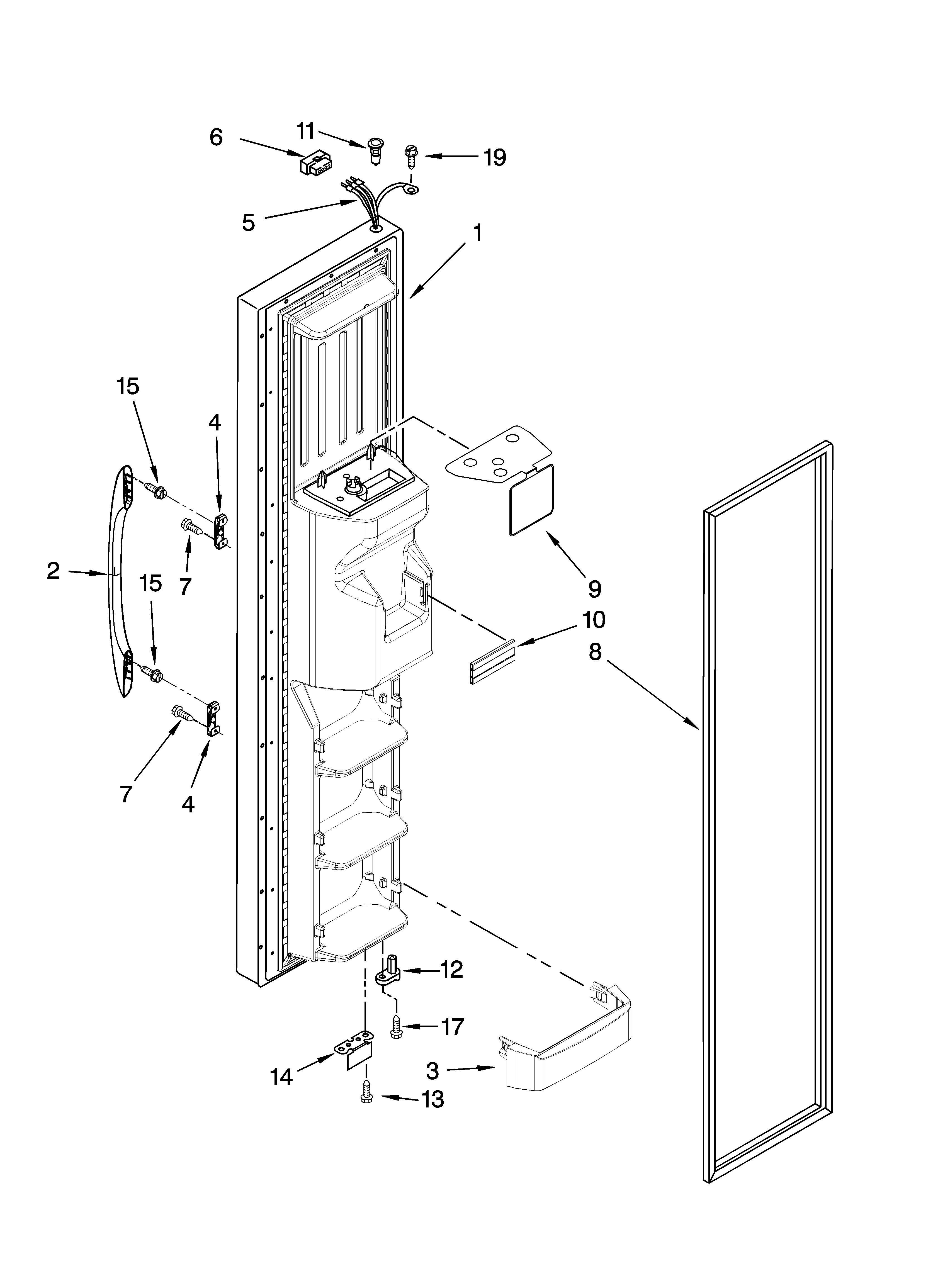 Kenmore 10656176501 freezer door parts diagram