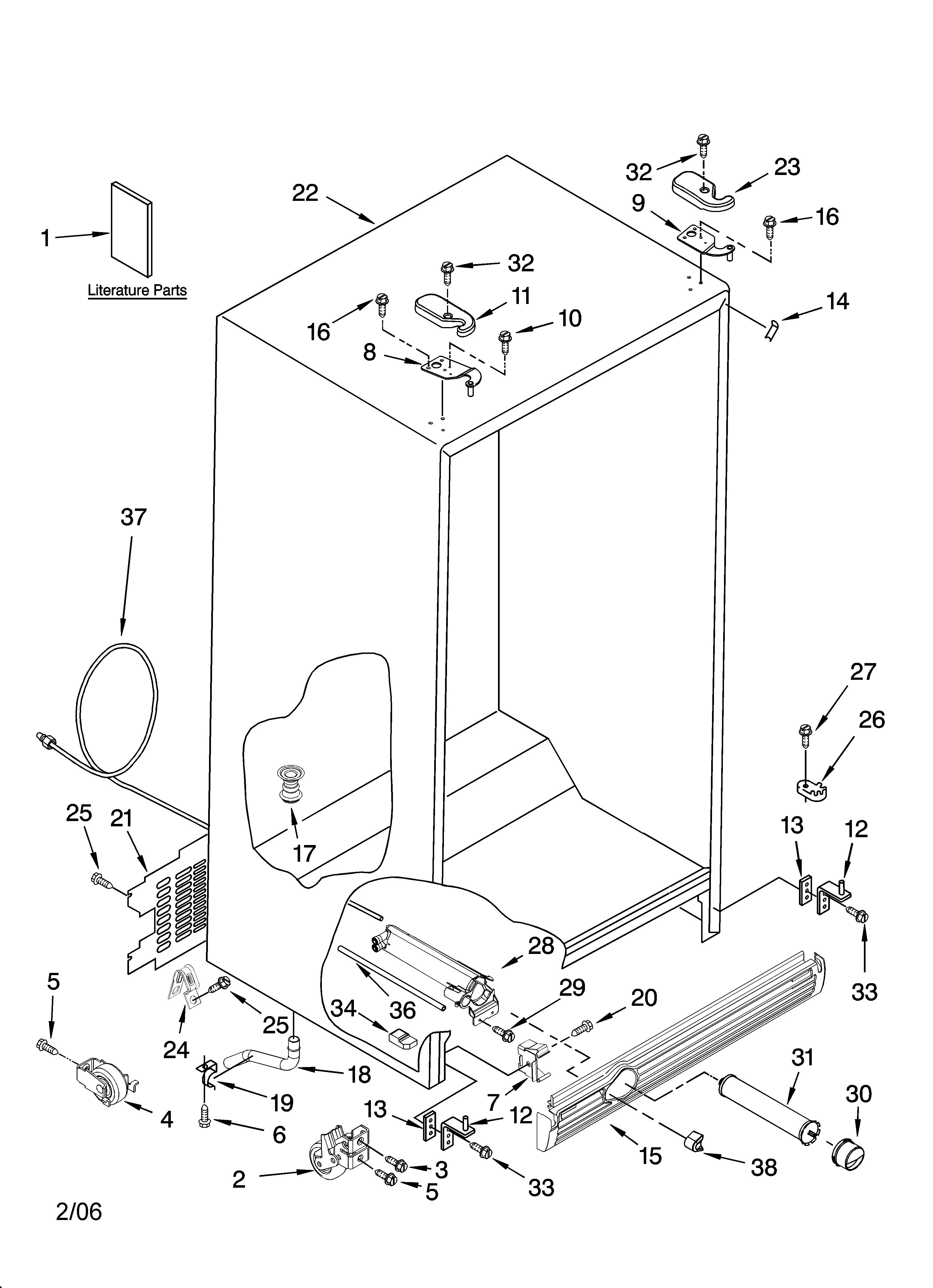 Kenmore 10656186501 cabinet parts diagram