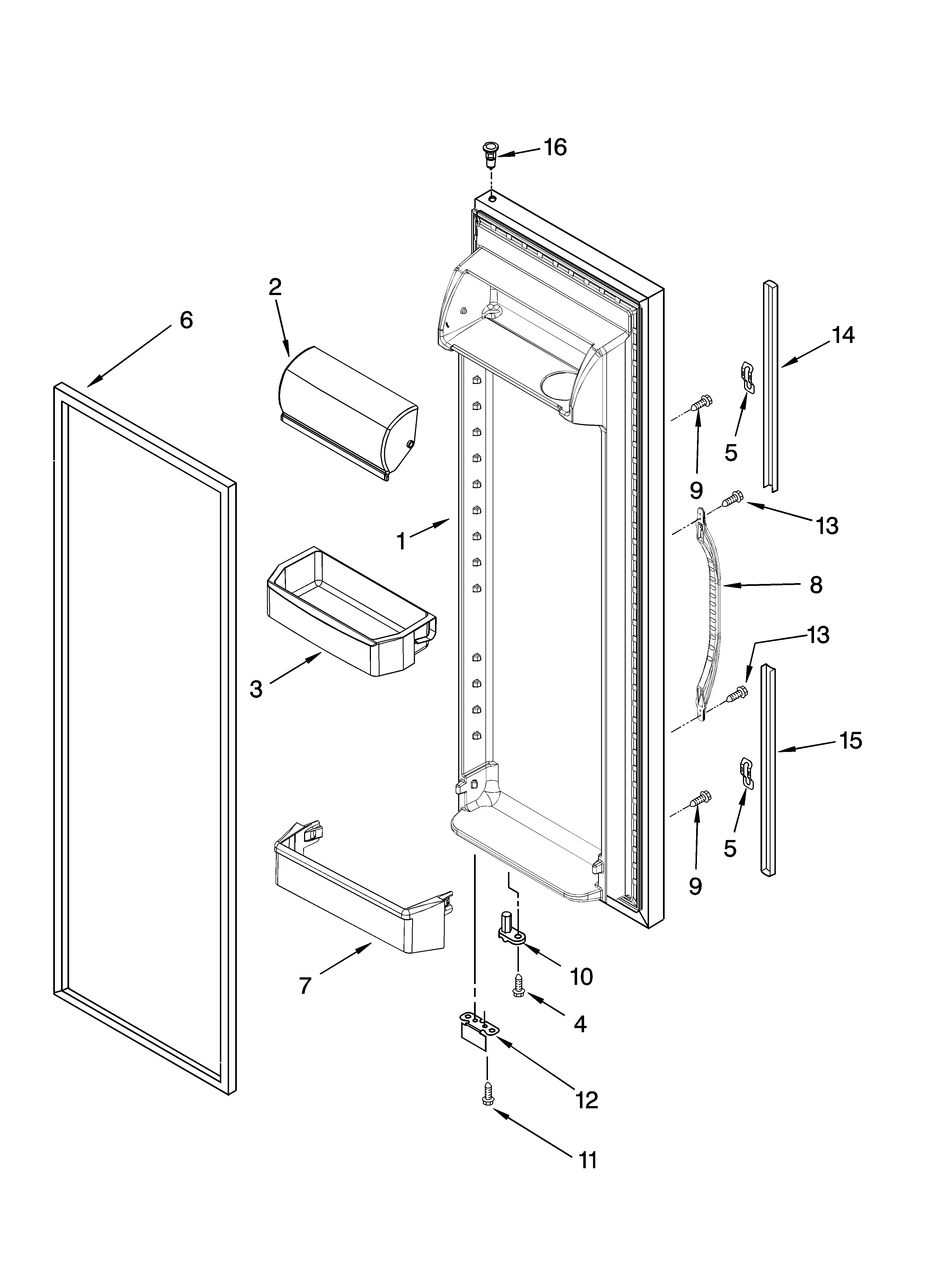 Kenmore 10656186501 refrigerator door parts diagram