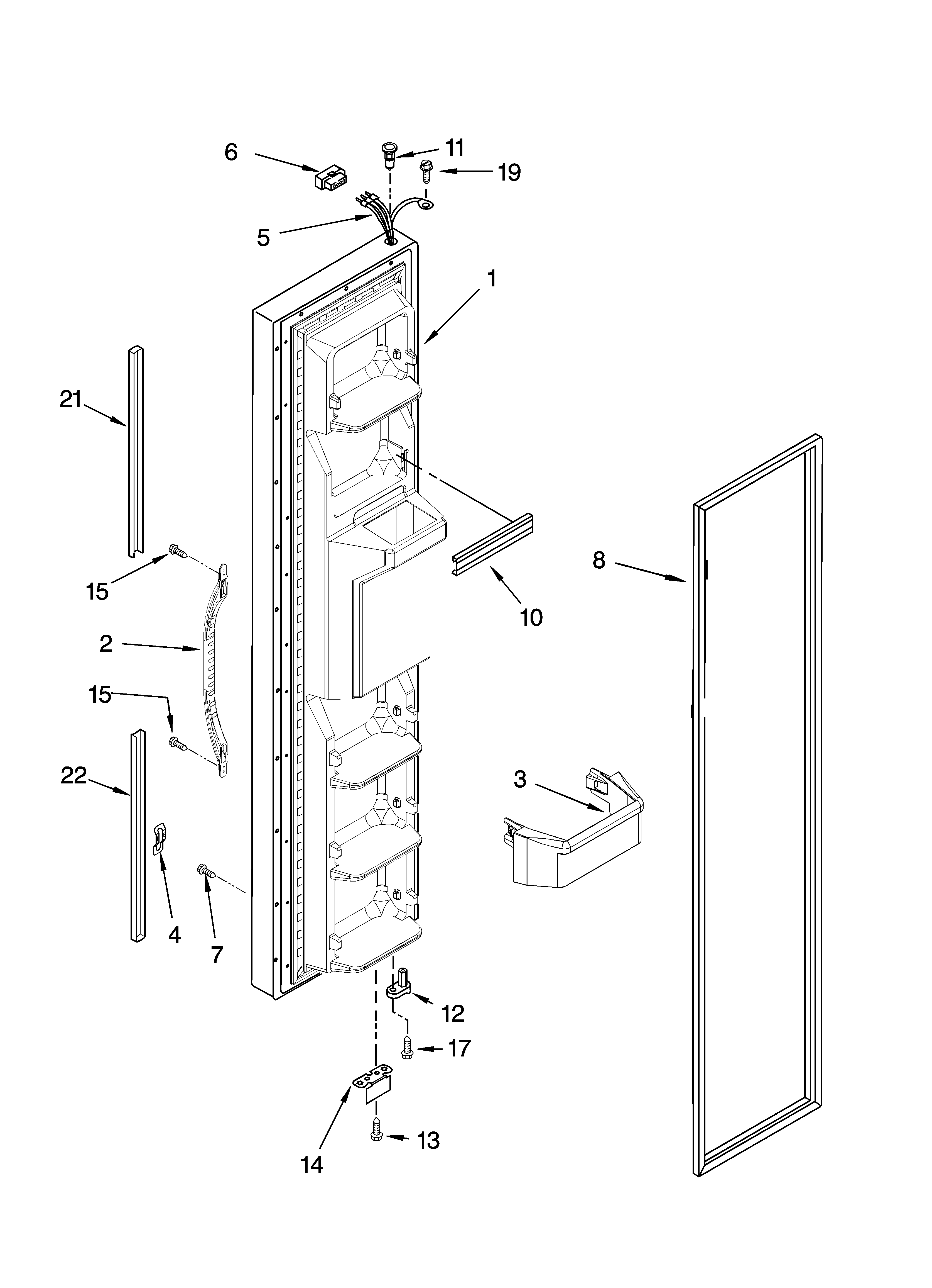 Kenmore 10656186501 freezer door parts diagram