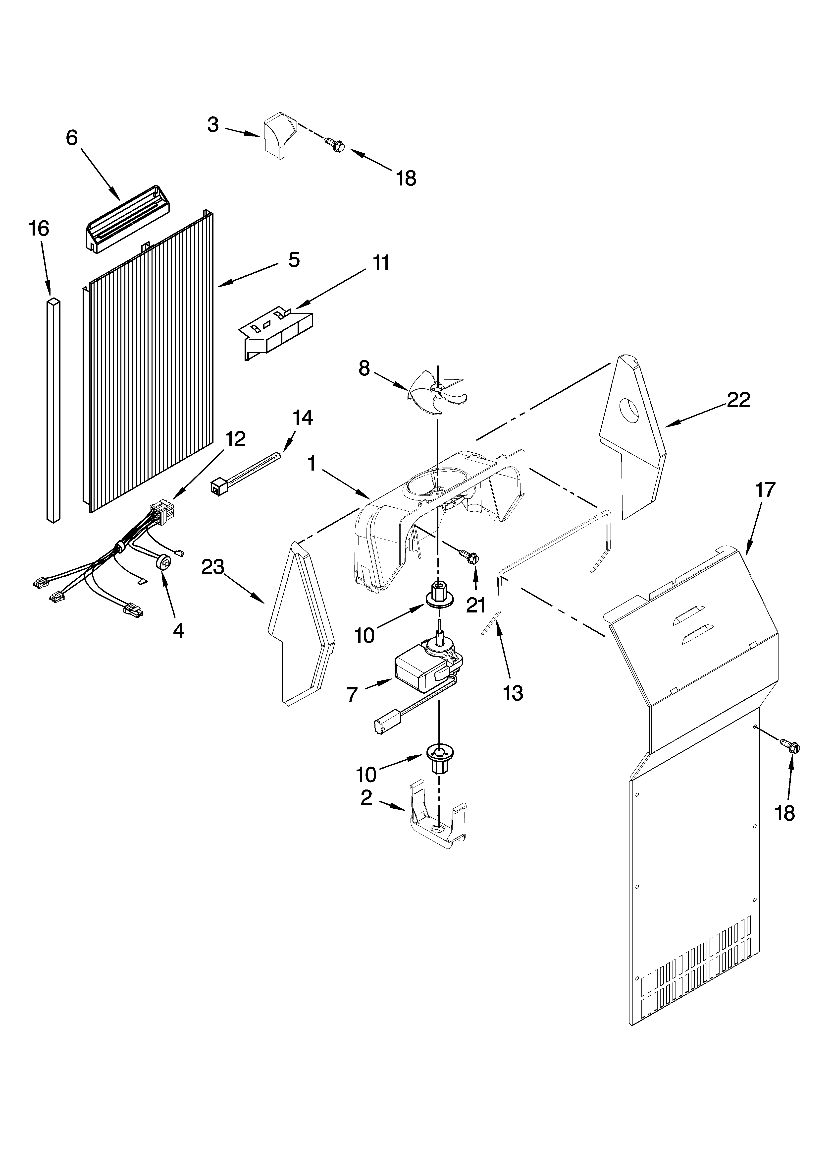 Kenmore 10656186501 air flow parts diagram