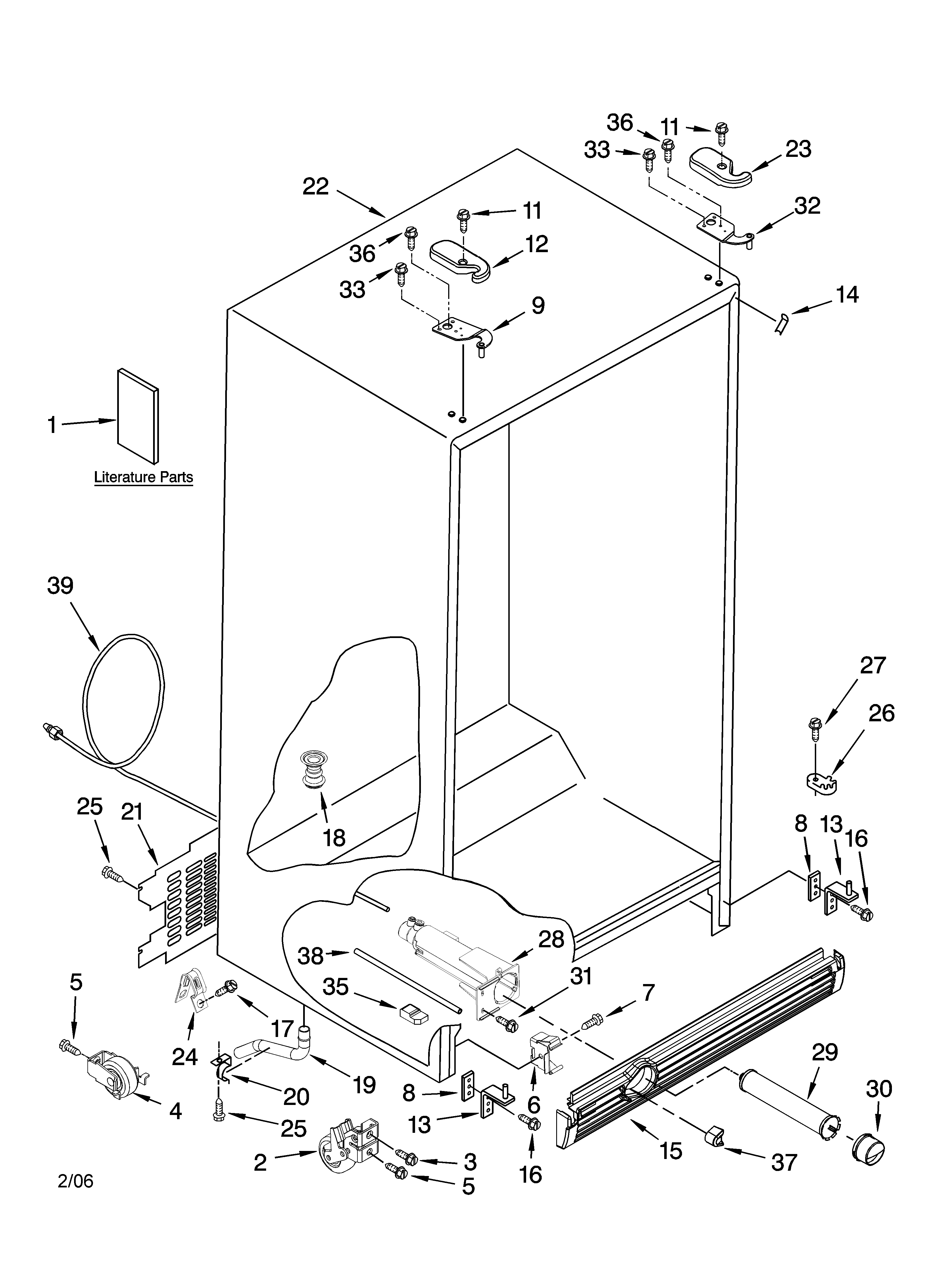 Kenmore 10656236401 cabinet parts diagram