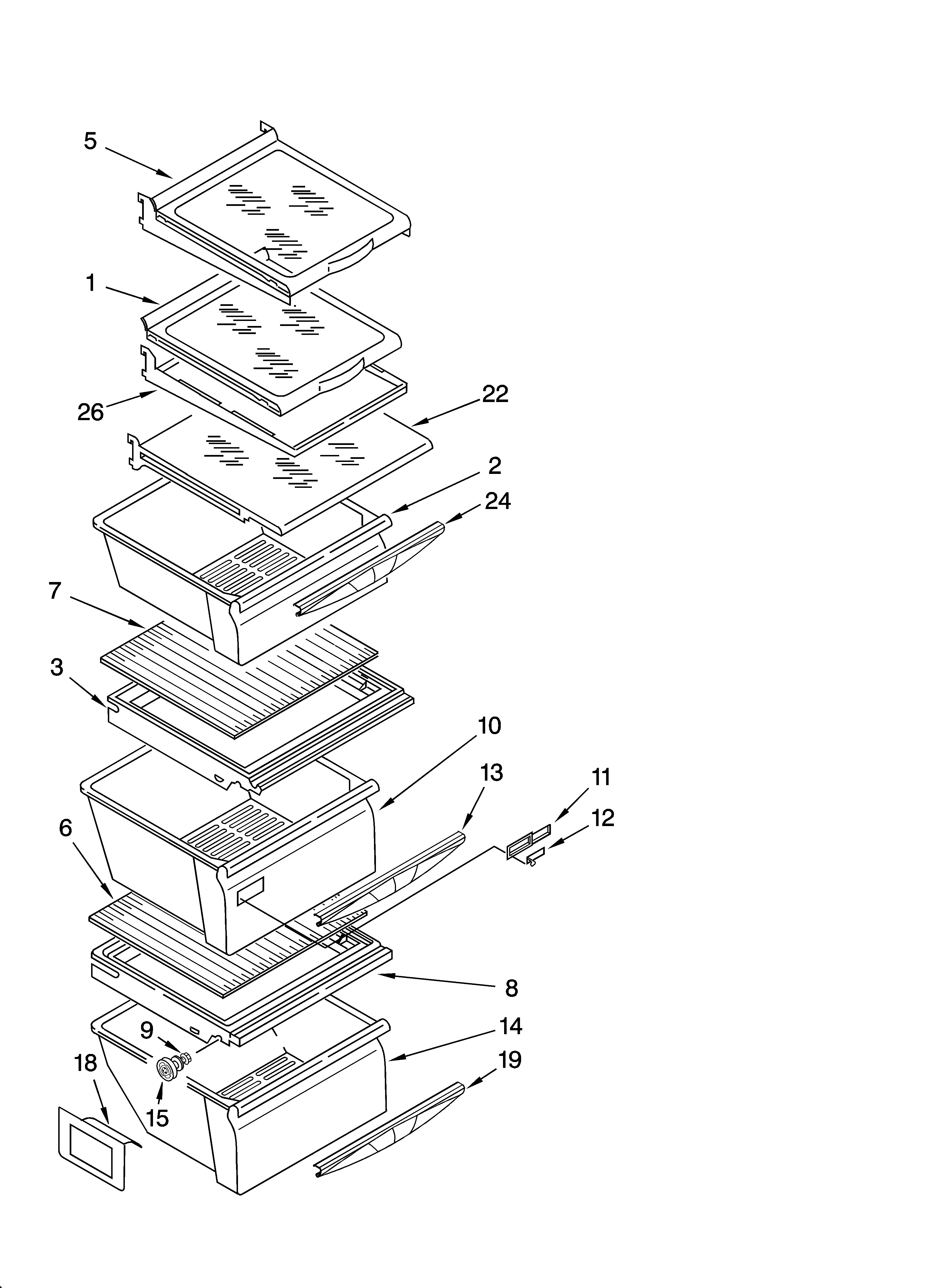 Kenmore 10656236401 refrigerator shelf parts diagram