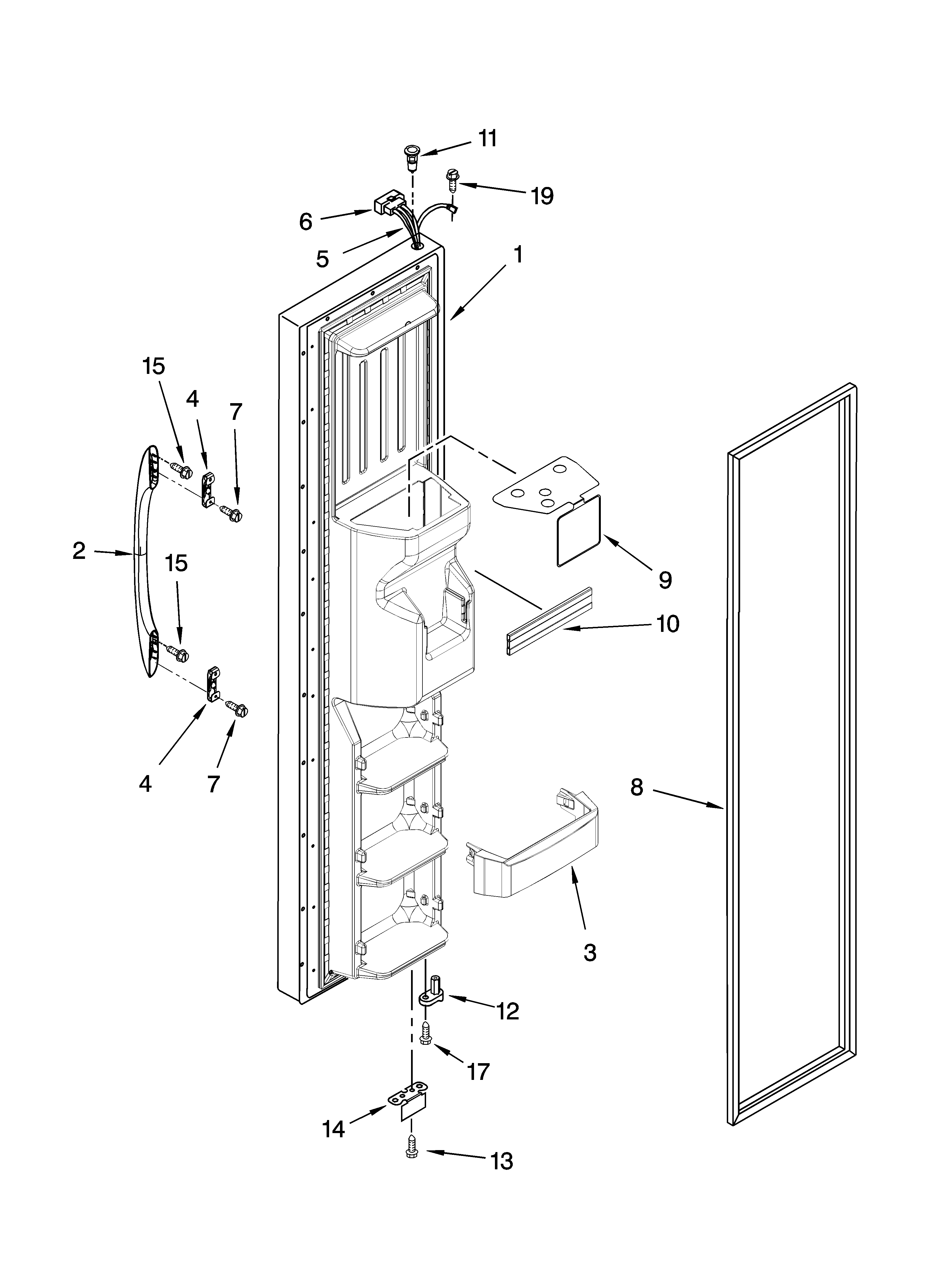 Kenmore 10656236401 freezer door parts diagram