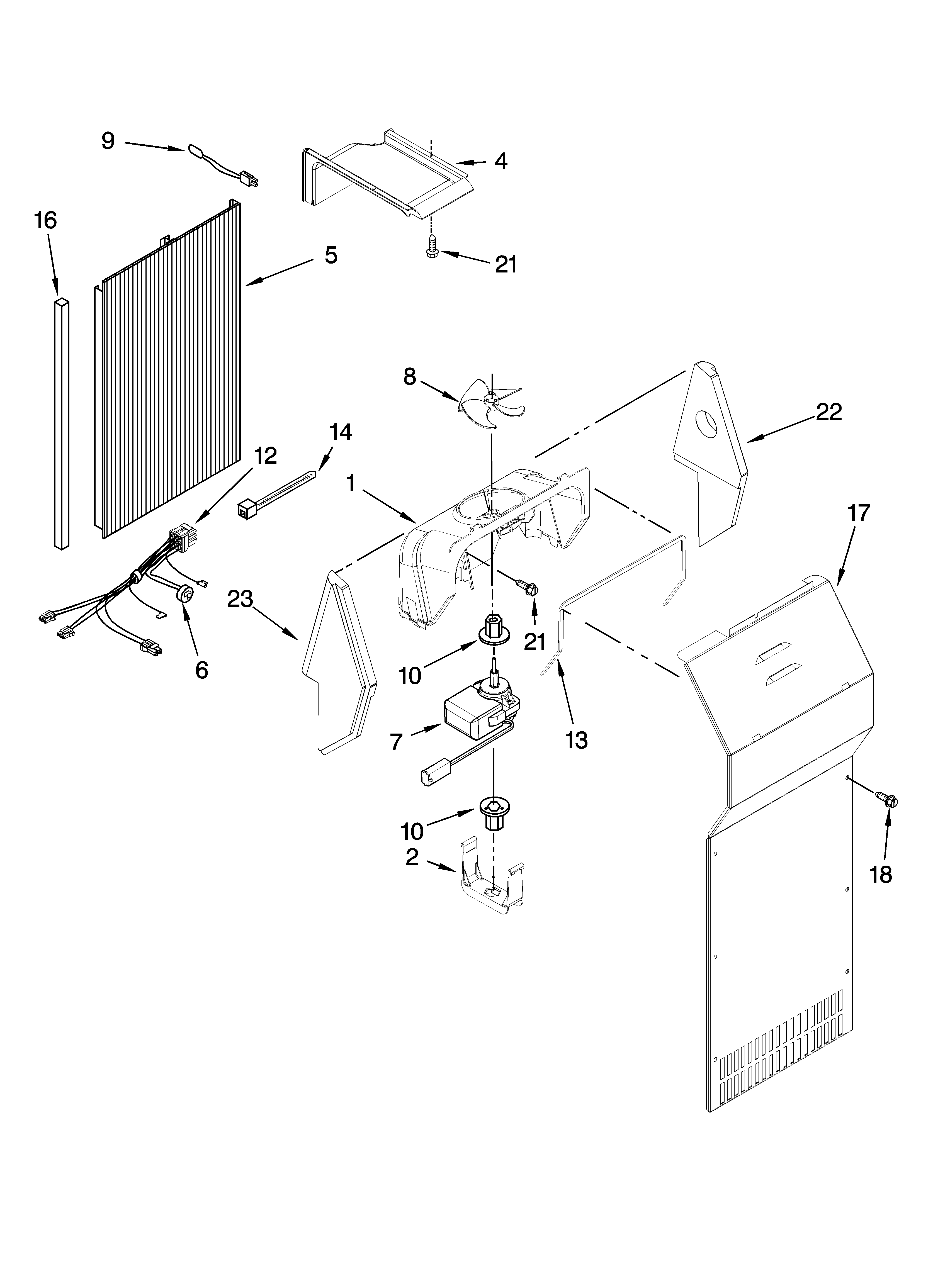 Kenmore 10656236401 air flow parts diagram