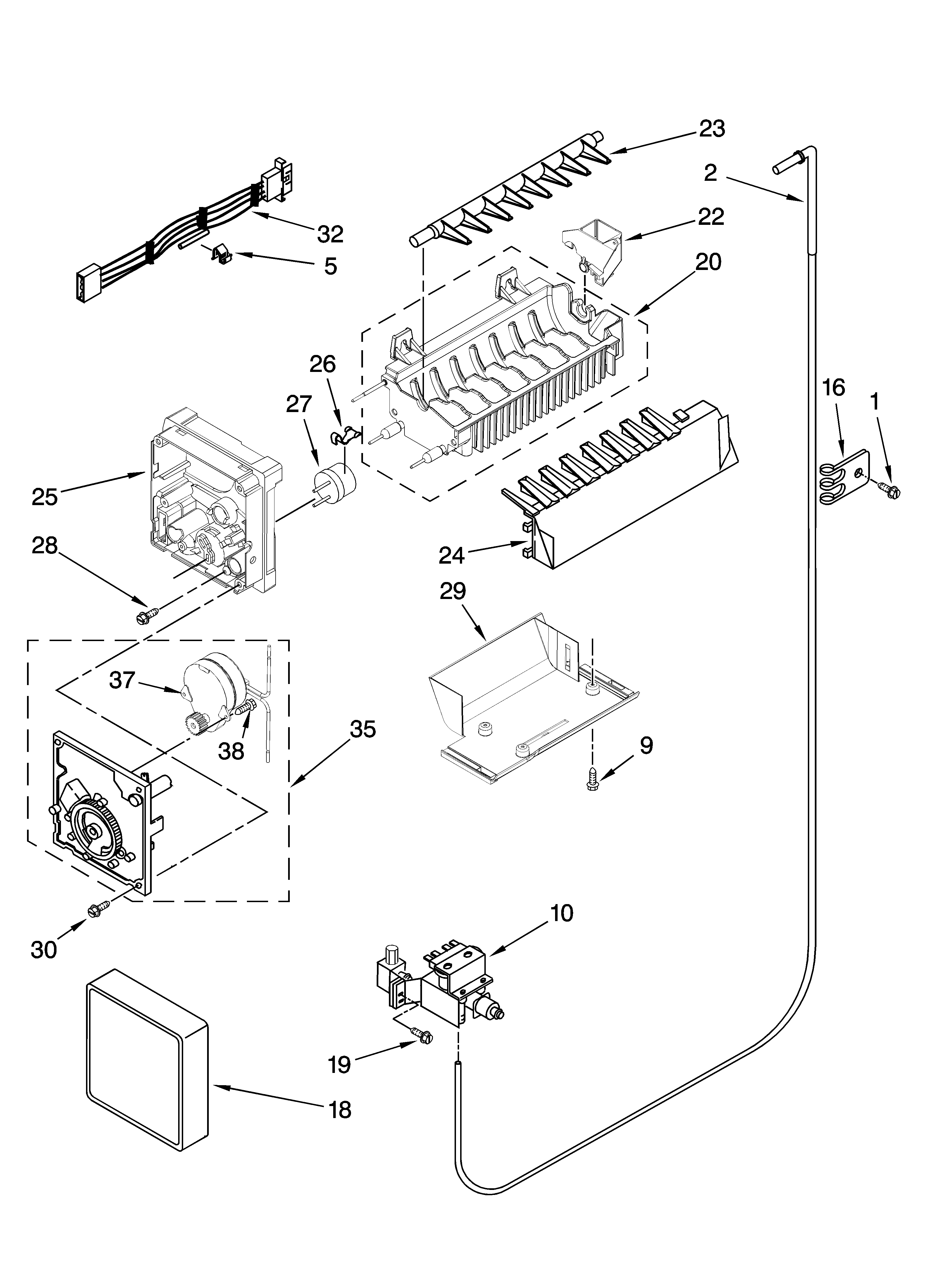 Kenmore 10656236401 icemaker parts, optional parts (not included) diagram
