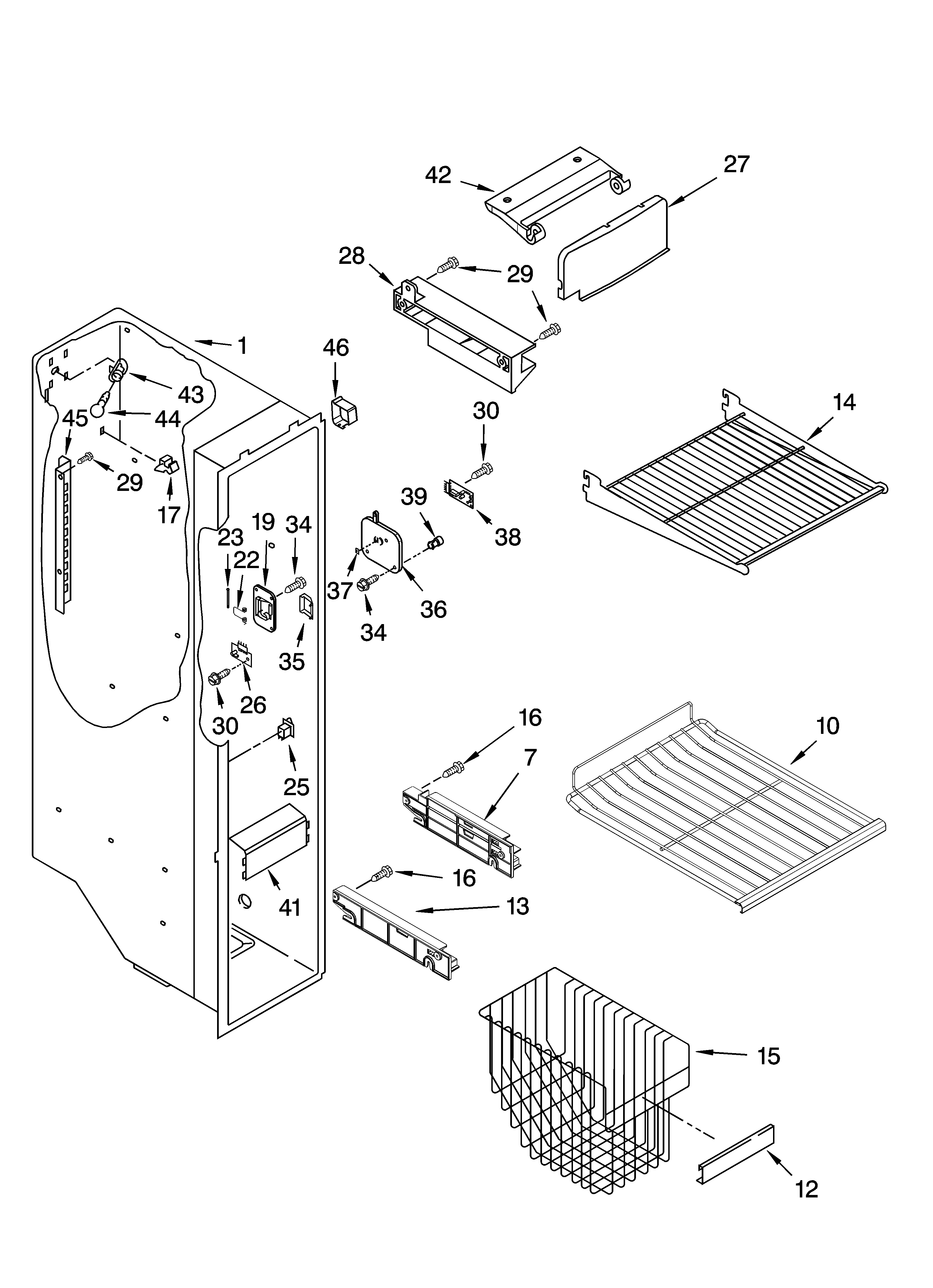 Kenmore 10656839600 freezer liner parts diagram