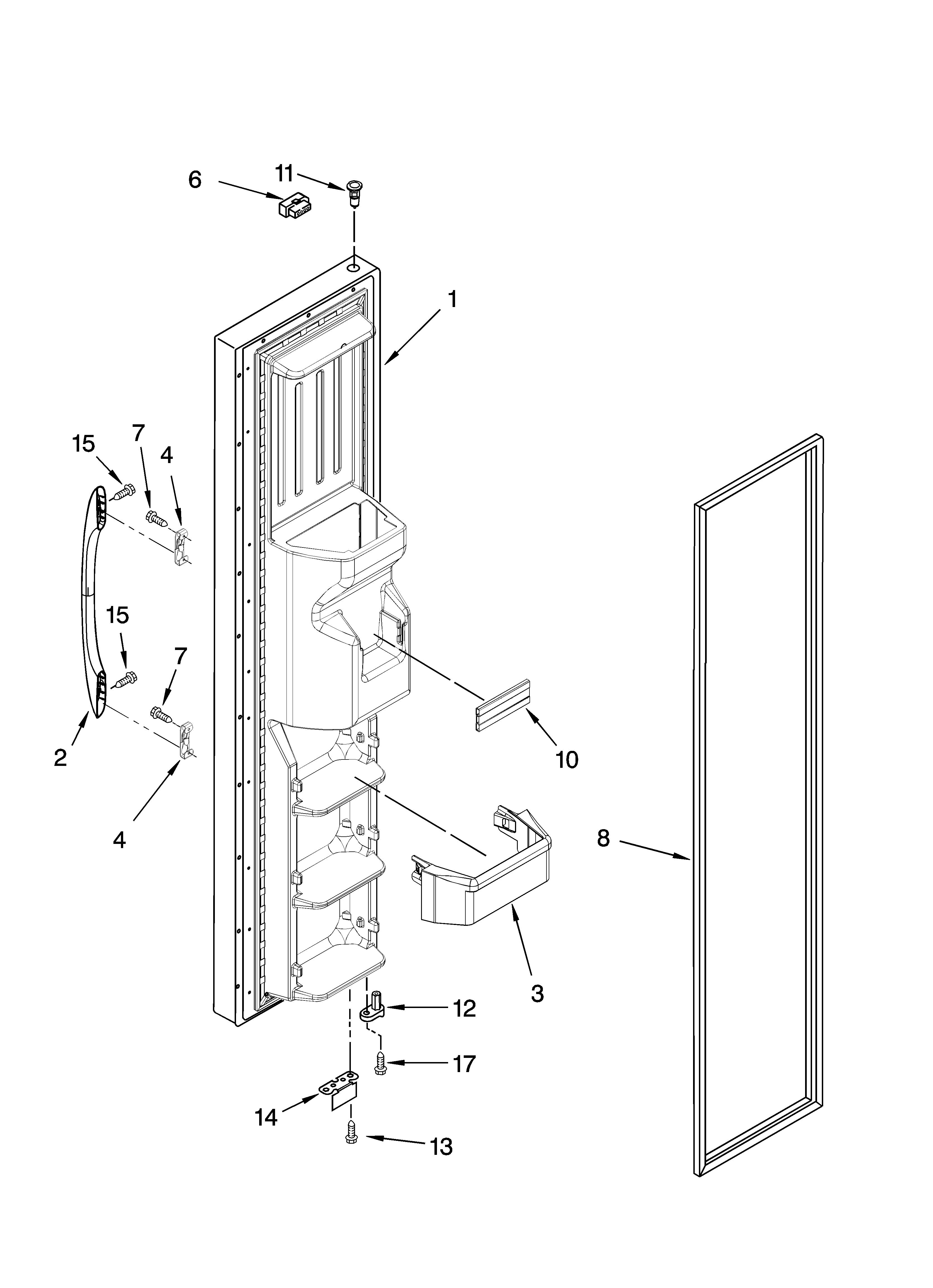 Kenmore 10656839600 freezer door parts diagram