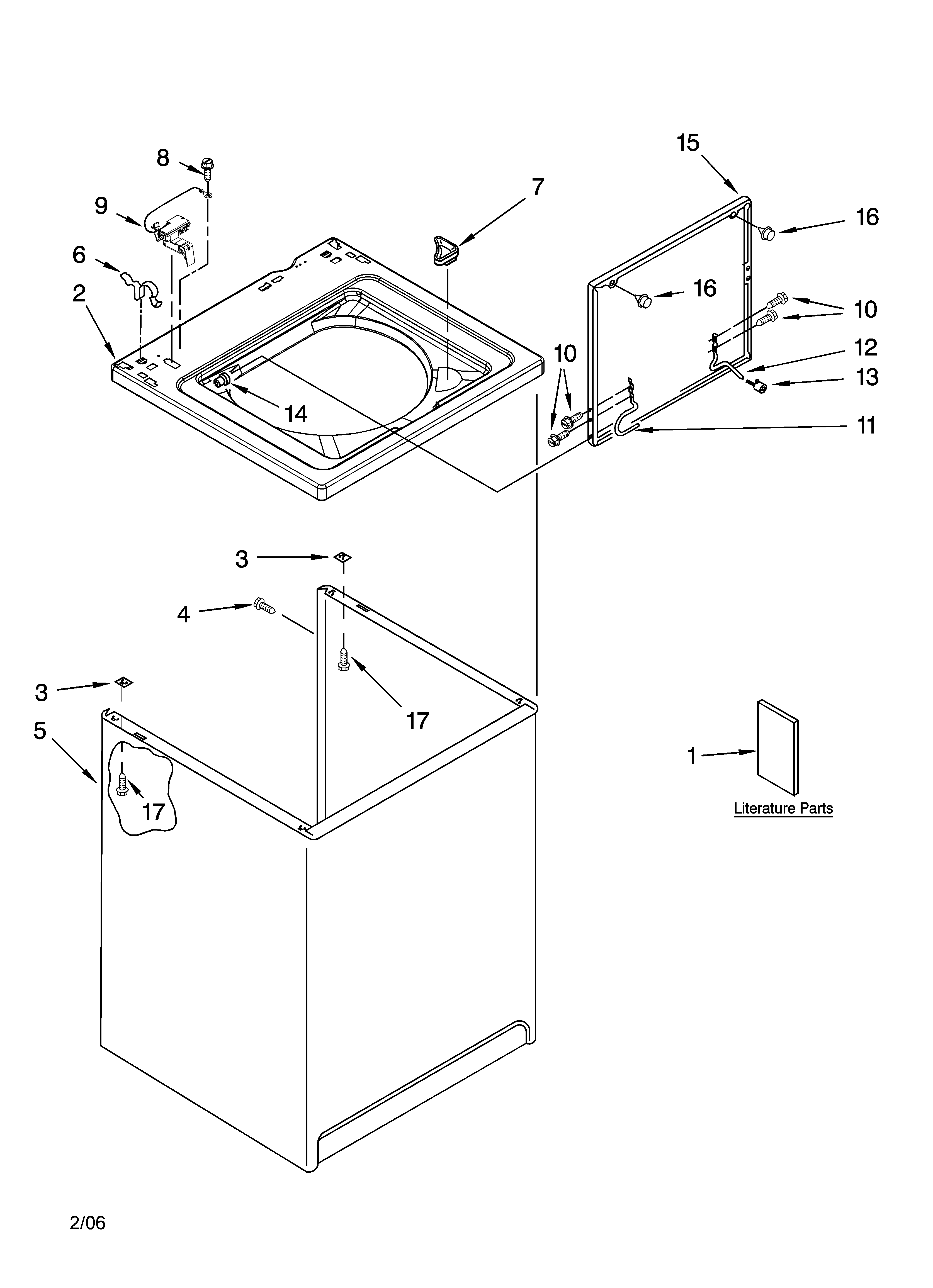 Kenmore 11026642503 top and cabinet parts diagram